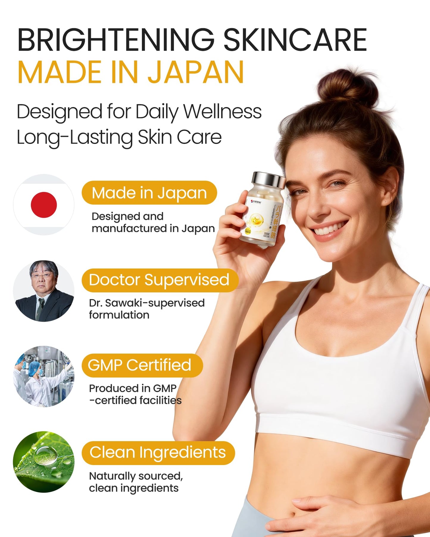 本桑製薬 Glutathione Supplement with Trans-Resveratrol, PQQ & Ergothioneine 6-in-1 Antioxidant Complex for Skin Brightening & Healthy Aging, 60 Vegan Capsules