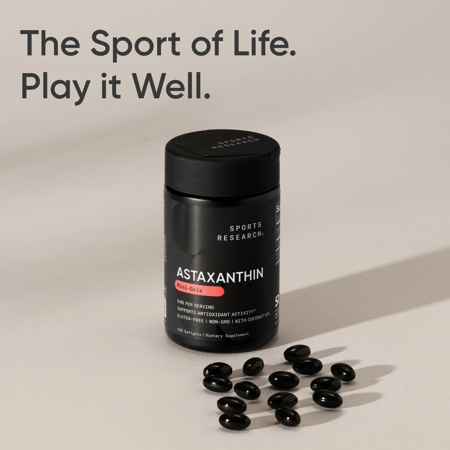 Sports Research Icelandic Astaxanthin 6mg with Coconut Oil Softgels 120 Count