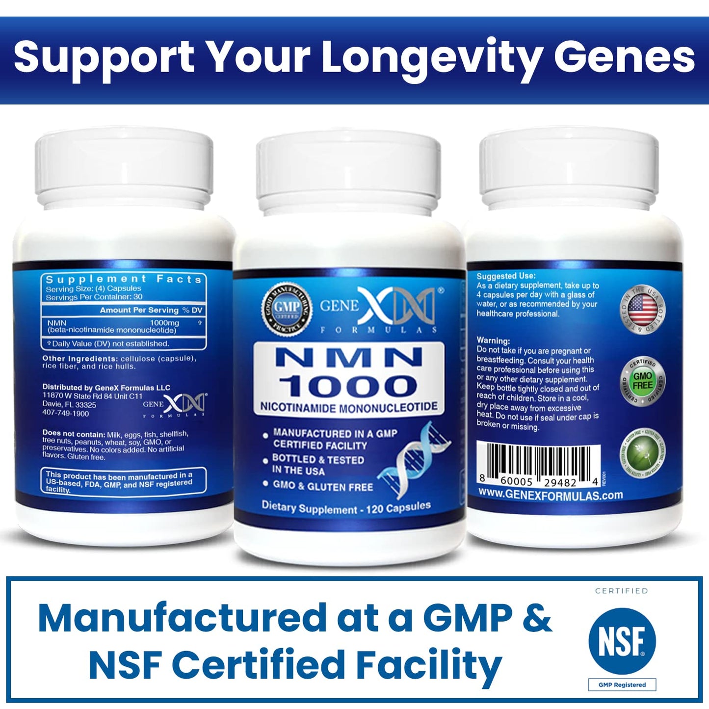 Genex Formulas NMN 1000mg Capsules, 120 Count