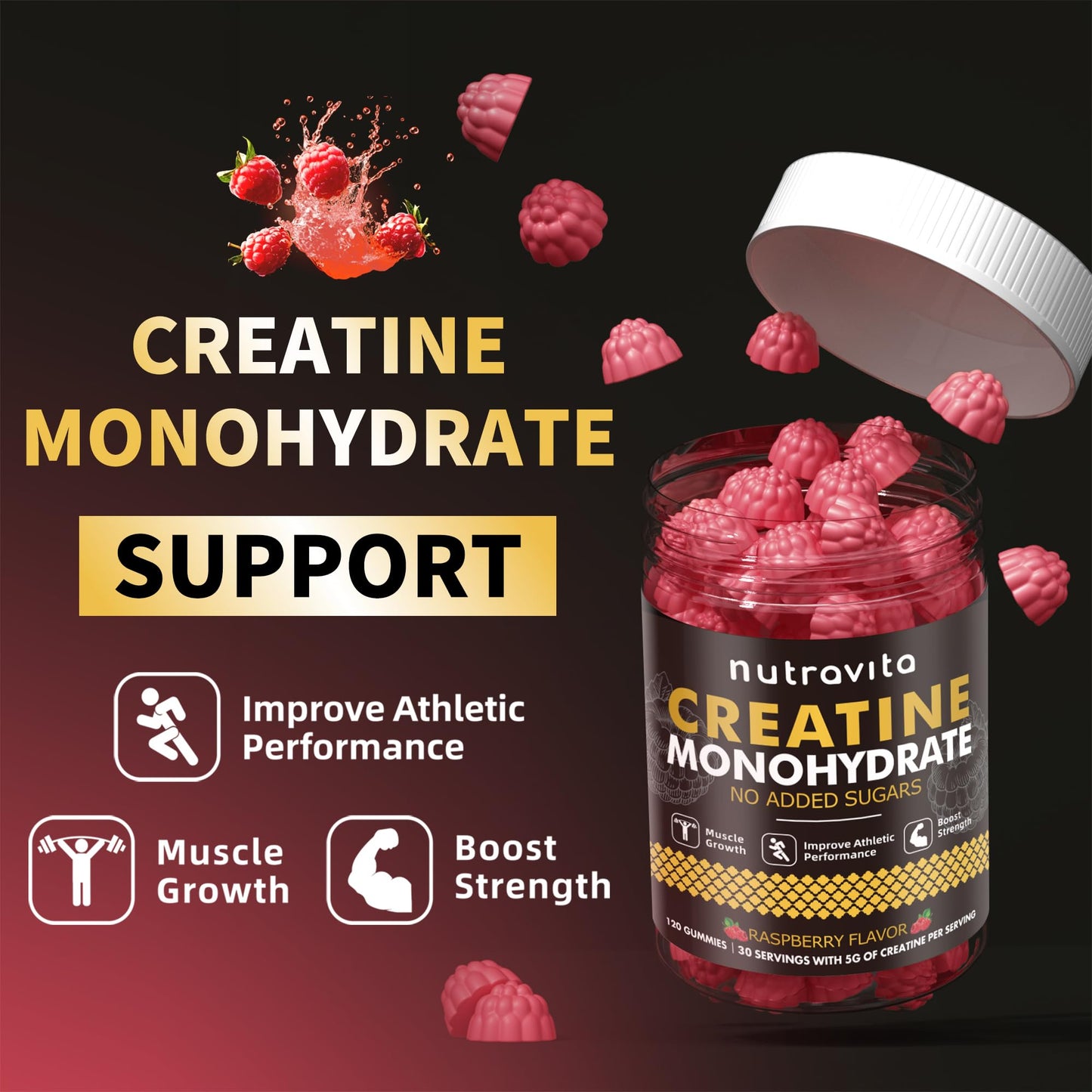 Nutravita Creatine Monohydrate Gummies, 120 Count