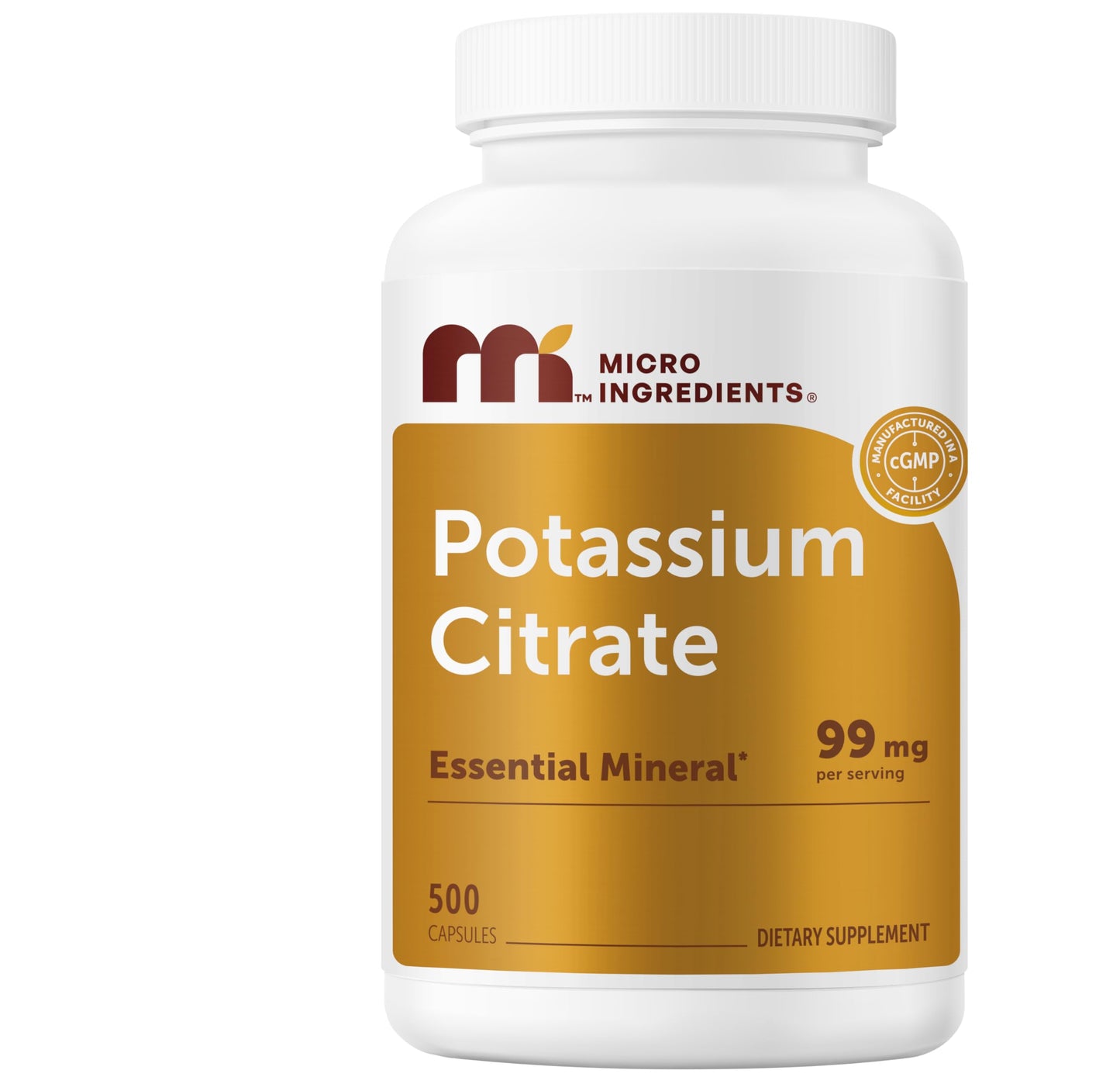 Micro Ingredients Potassium Citrate 99 mg Per Serving, 500 Capsules