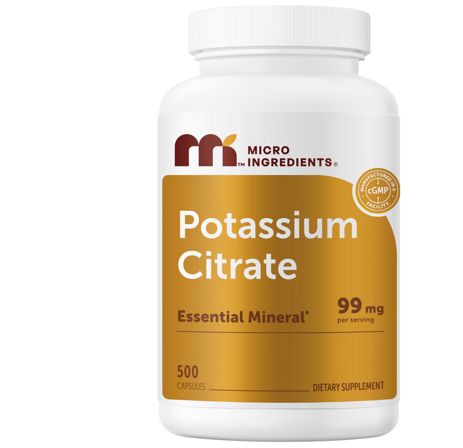 Micro Ingredients Potassium Citrate 99 mg Per Serving, 500 Capsules