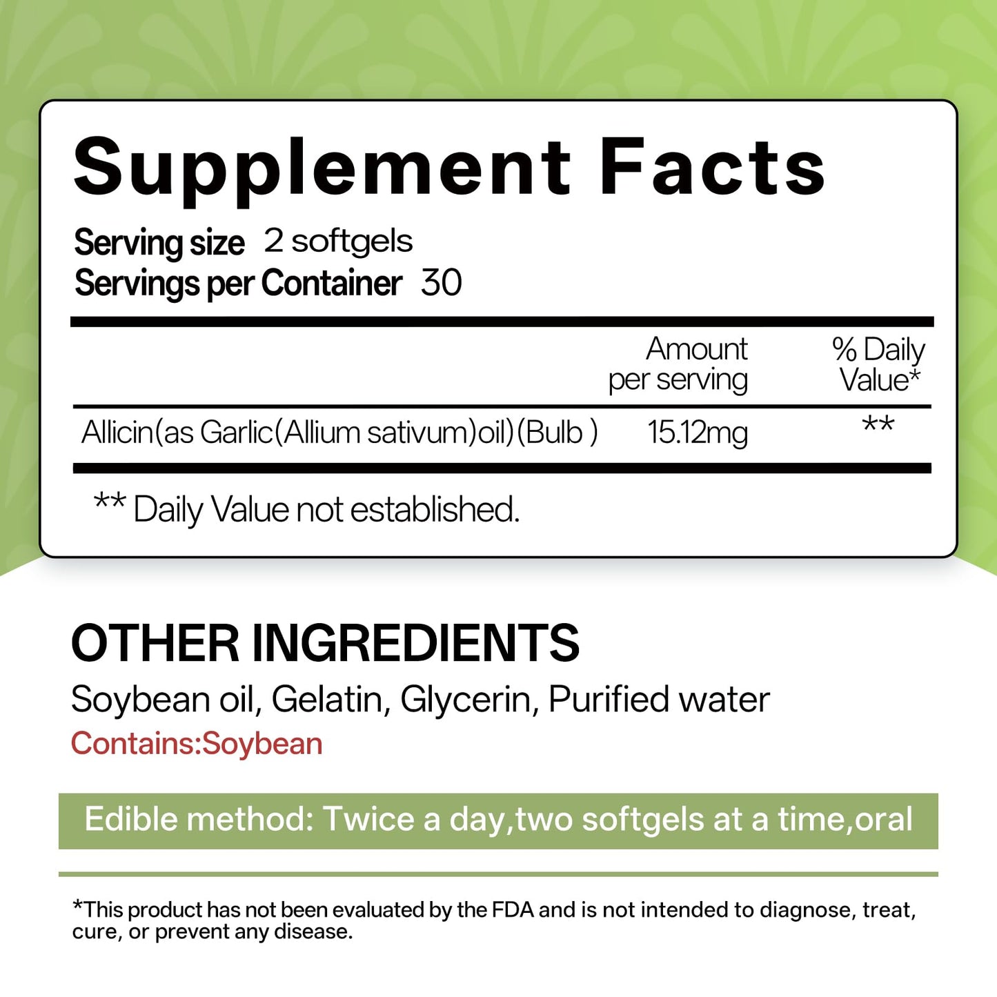 Oopeatol Garlic Oil Softgels with Naturally Derived Allicin, 60 Softgels