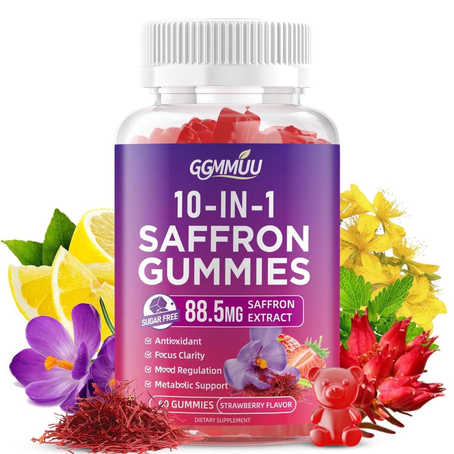 GGMMUU Saffron Supplement Gummies 60 Count