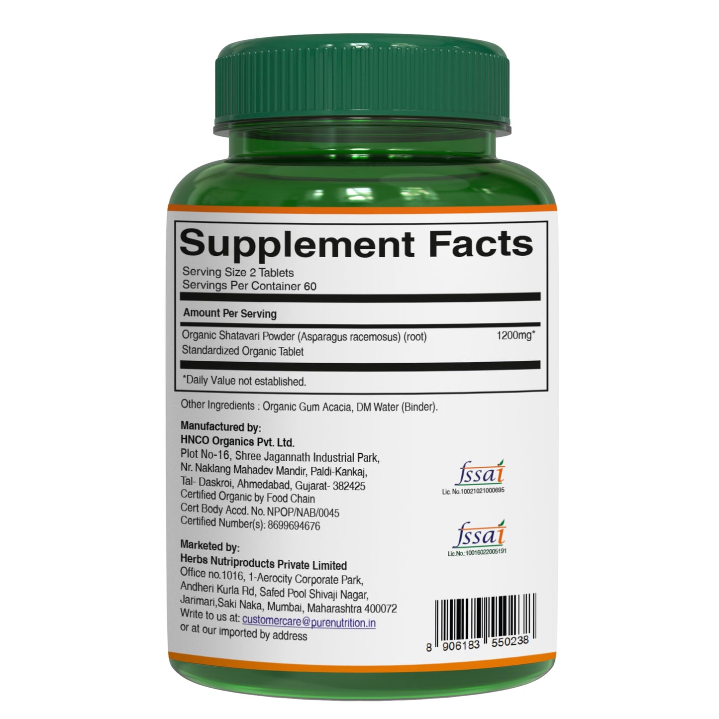 Pure Nutrition Natural Treasures Shatavari Tablets 120 Count