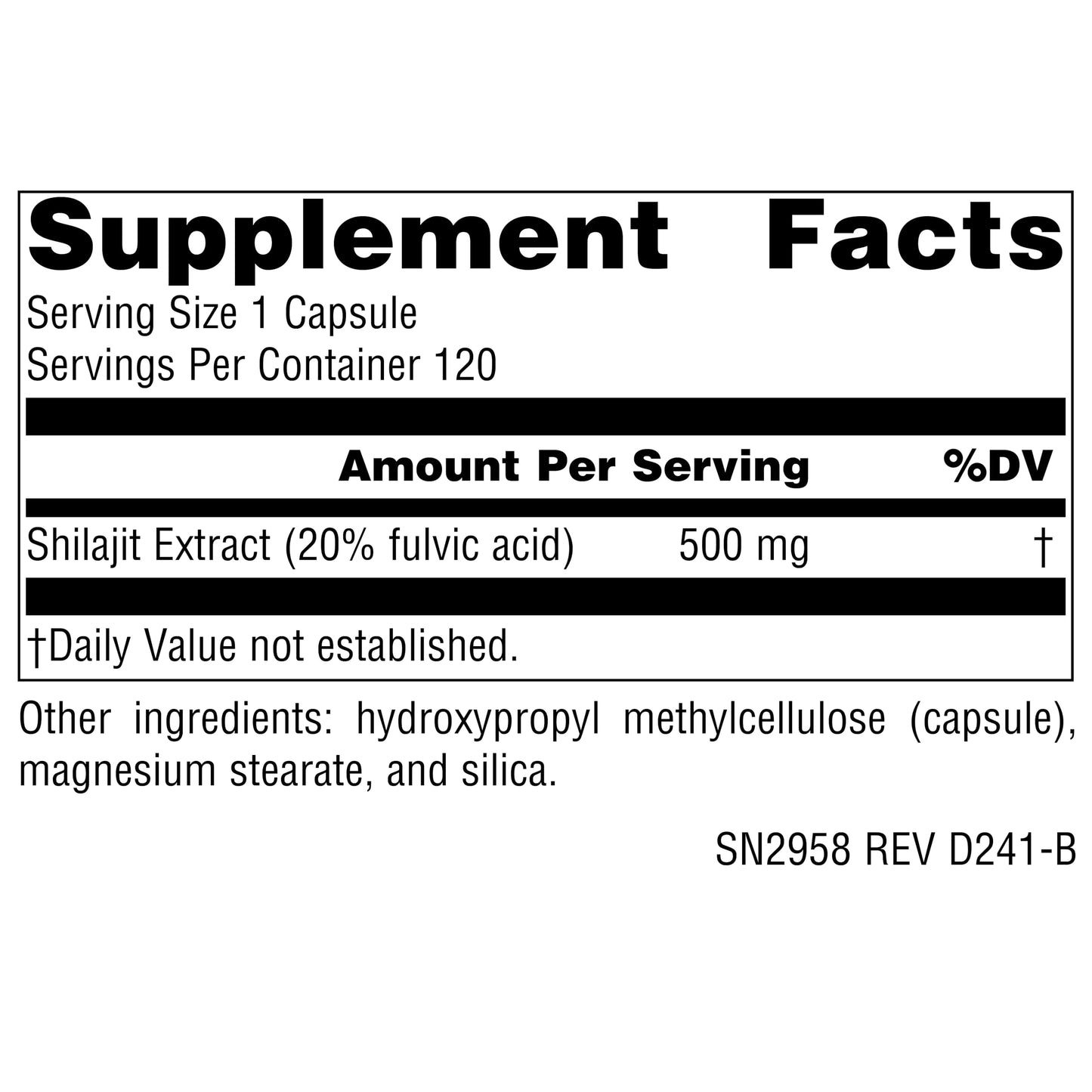 Source Naturals Shilajit Extract 500 mg Capsule, 120 Vegan Capsules