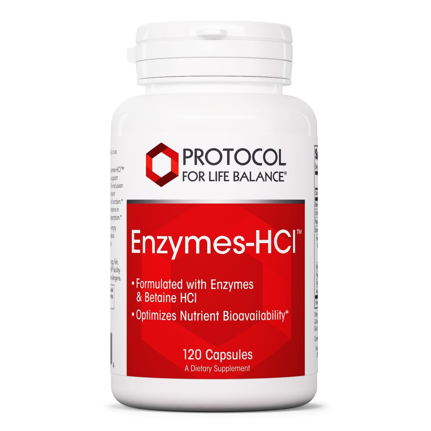 Protocol for Life Balance Enzymes-HCl Digestive Enzymes with Bromelain - Full Spectrum of Proteases Digestion Supplement - Soy & Dairy Free, 120 Capsules