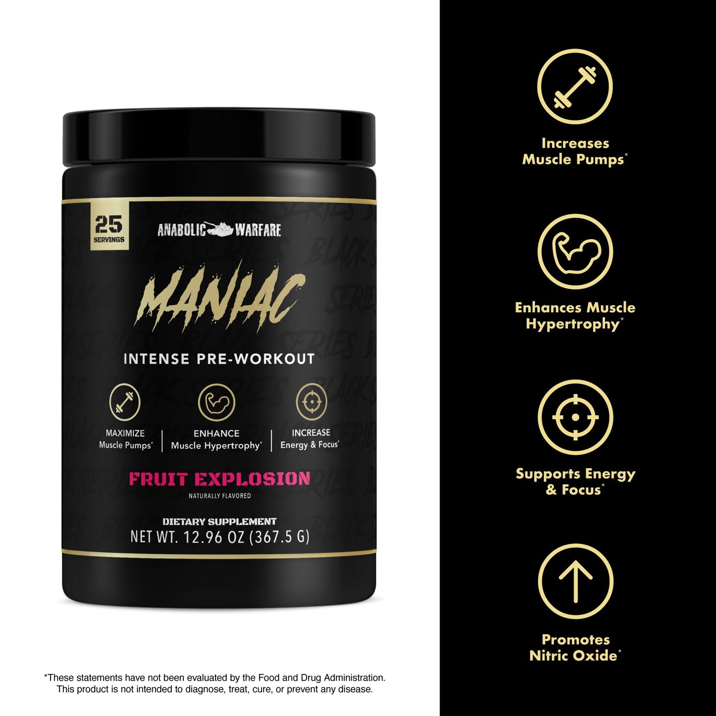 Anabolic Warfare Black Series Maniac Powder 12.7 Ounce
