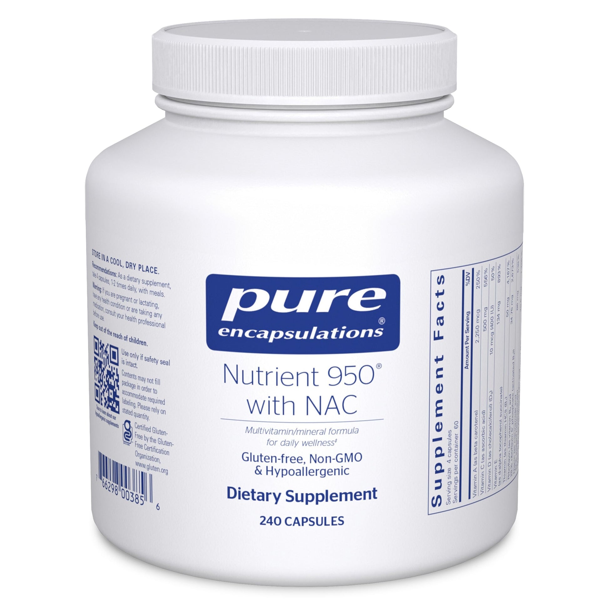 Pure Encapsulations Nutrient 950 with NAC 240 Capsules