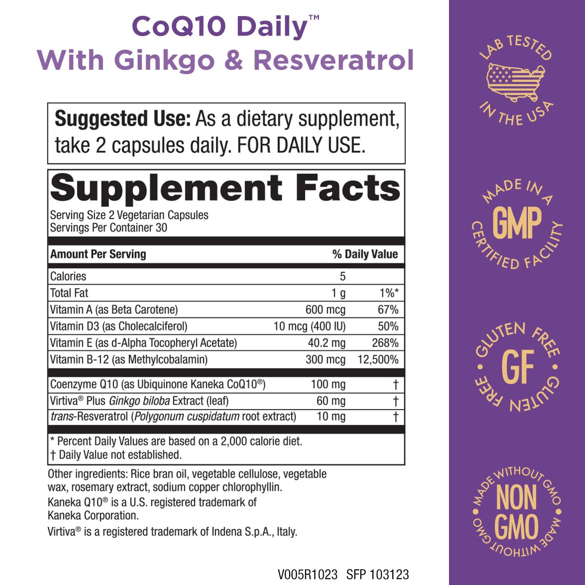 Purity Products CoQ10 Daily Super Boost with Ginkgo and Resveratrol, 60 Vegetarian Capsules