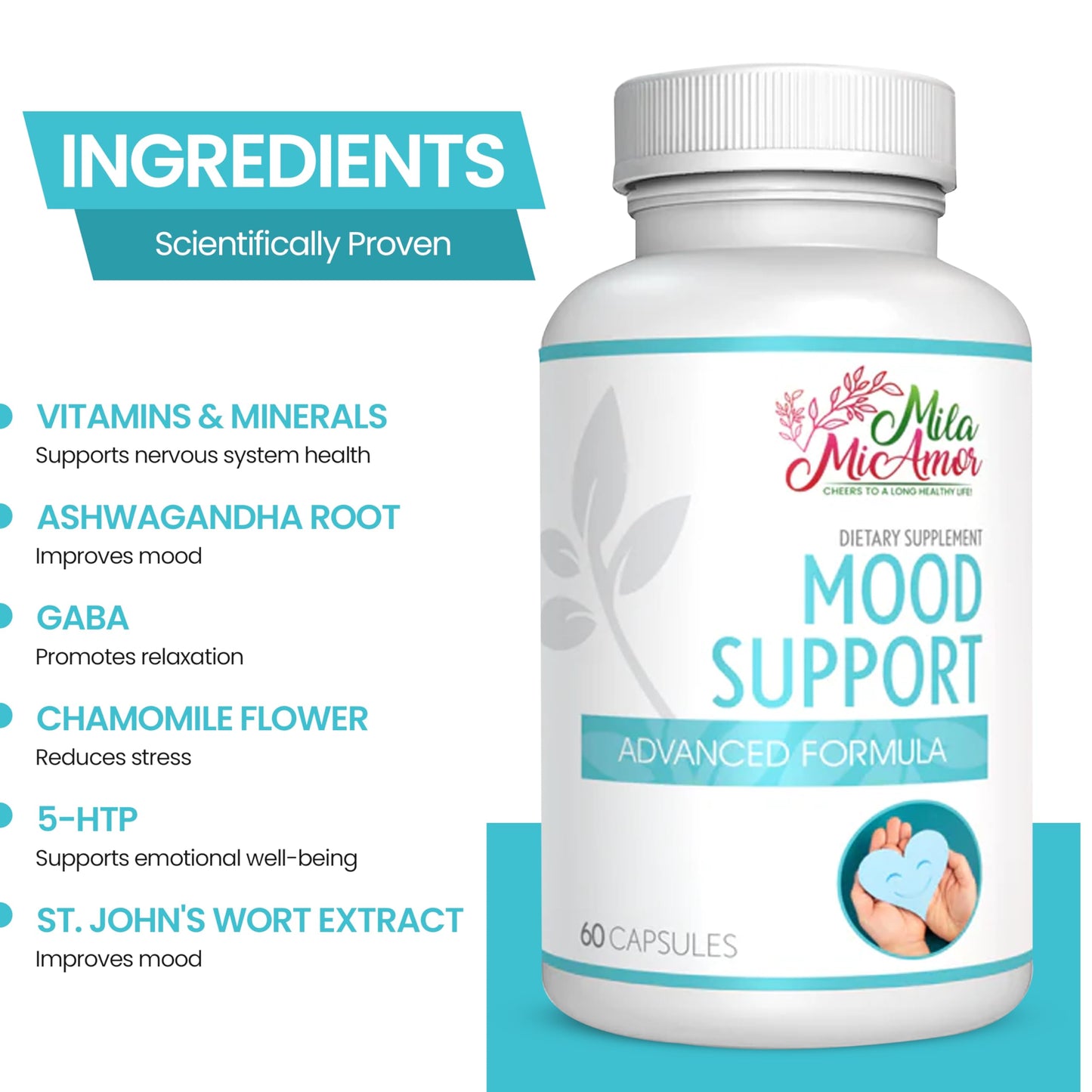 Mila Miamor Mood Support Supplement, 60 Capsules