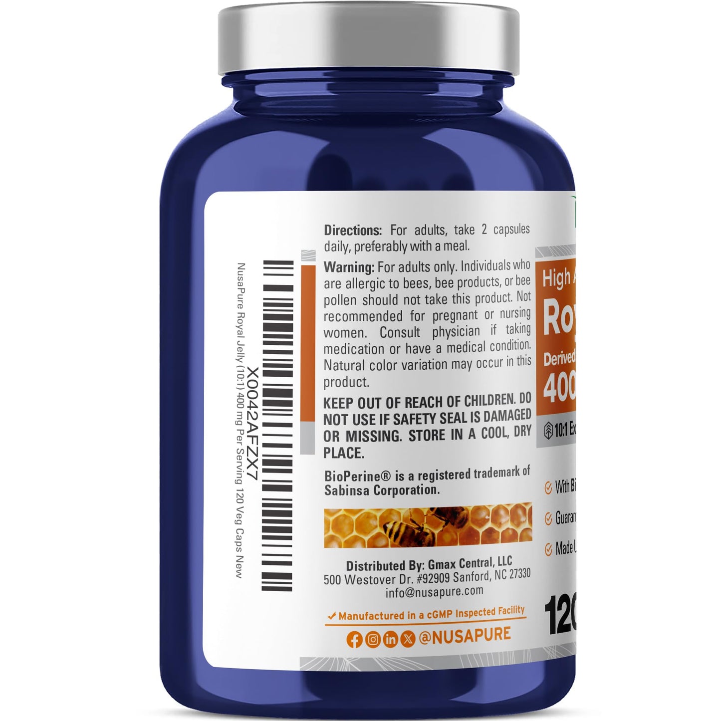 NusaPure Royal Jelly Capsules 400 mg, 120 Capsules
