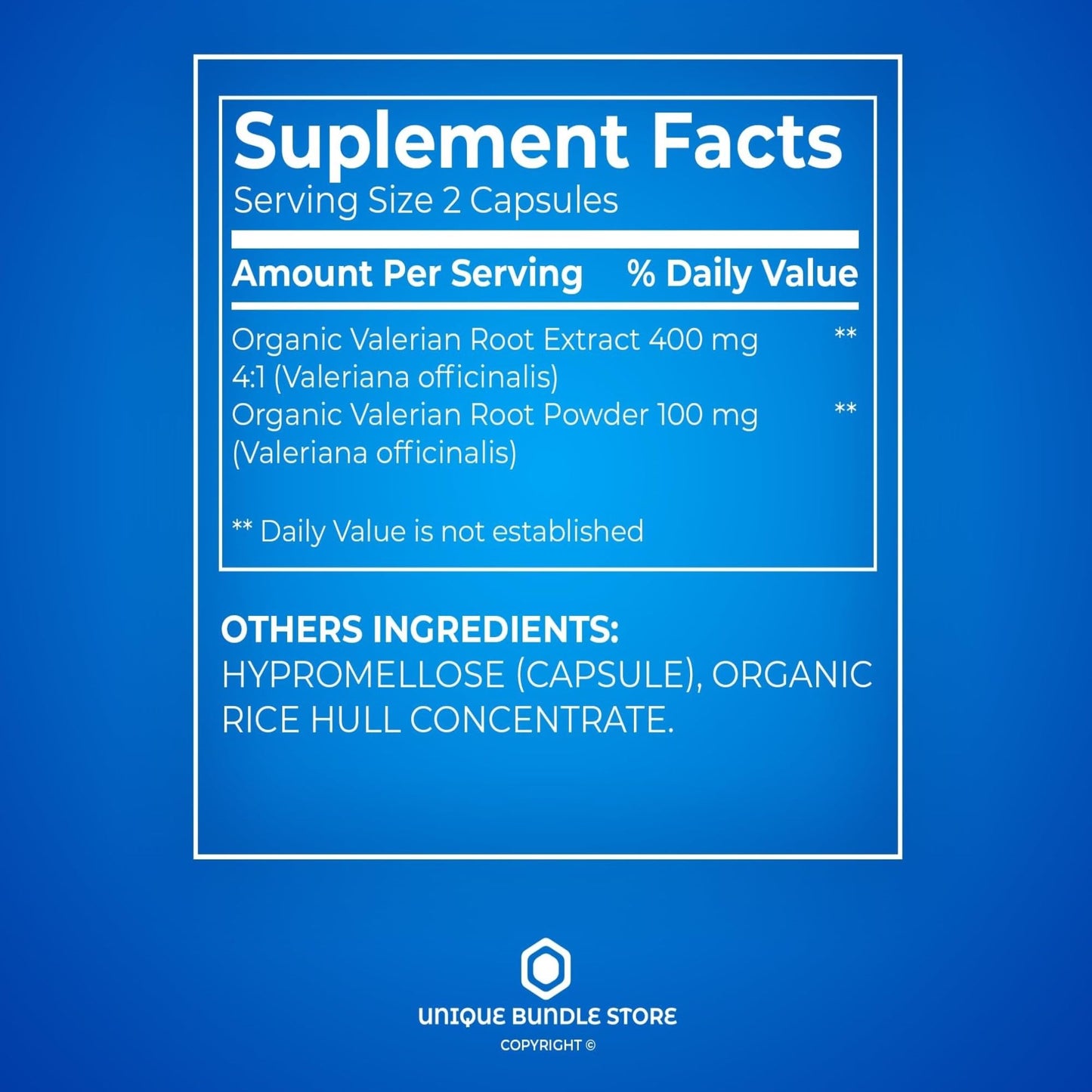 Unique Bundle Store Valerian Root 500mg Capsules 300 Count