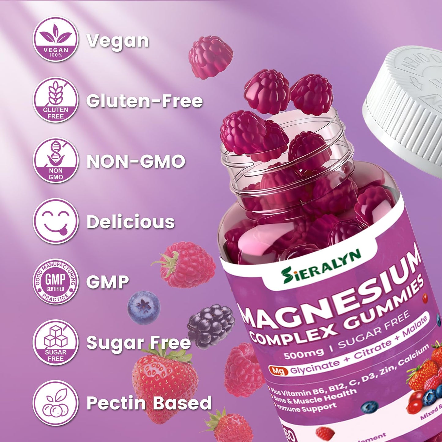 Sieralyn Magnesium Complex Gummies 500mg 120 Count