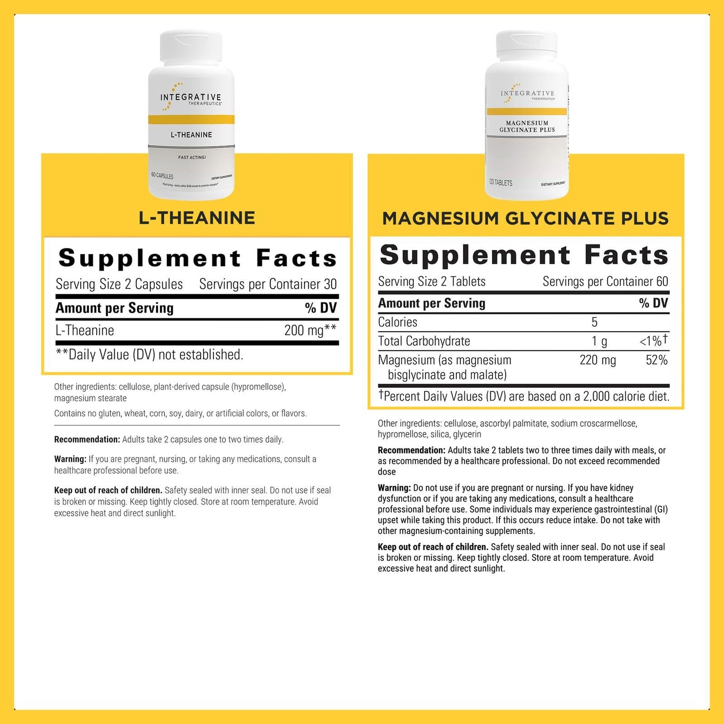 Integrative Therapeutics L-Theanine & Magnesium Glycinate Plus Tablet 180