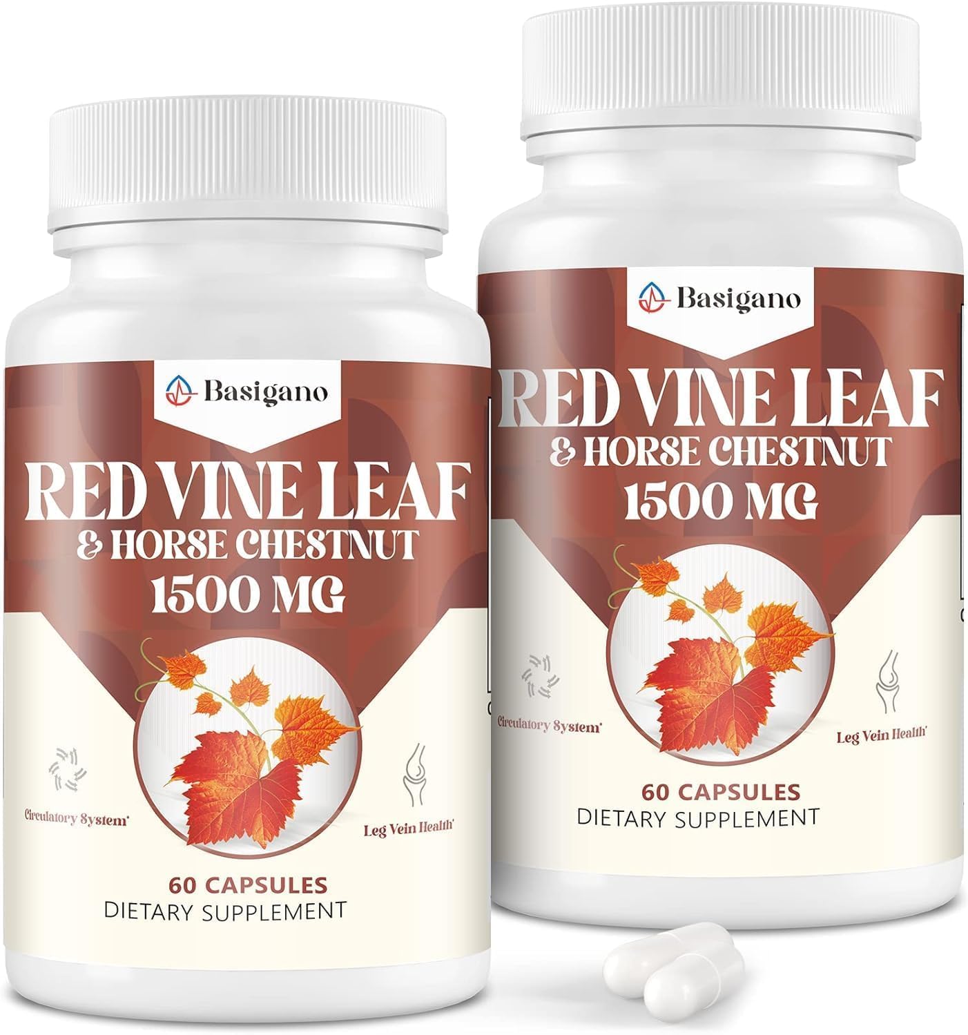 Basigano Red Vine Leaf & Horse Chestnut Extract Capsule 120 Count