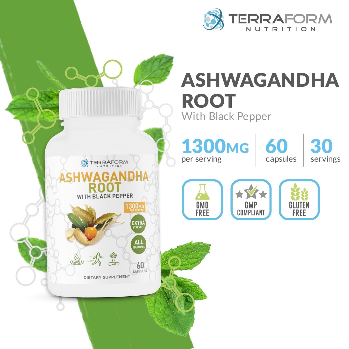 TerraForm Nutrition Ashwagandha 60 Capsules