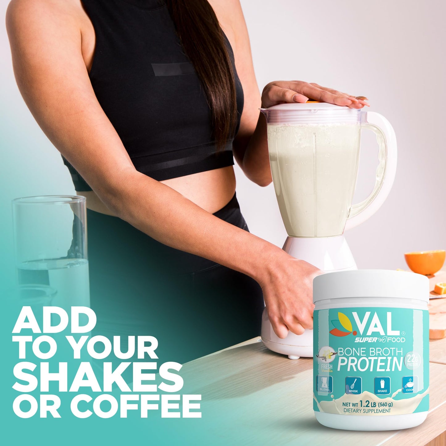 VAL Bone Broth Protein Powder 16 Servings (Pack of 2)