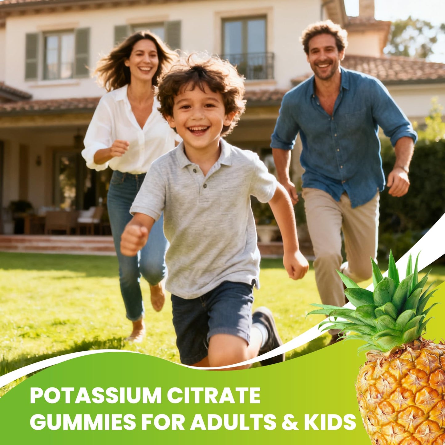GGMMUU Potassium Citrate Gummy 1200mg, Sugar Free, Pineapple, 60 Count
