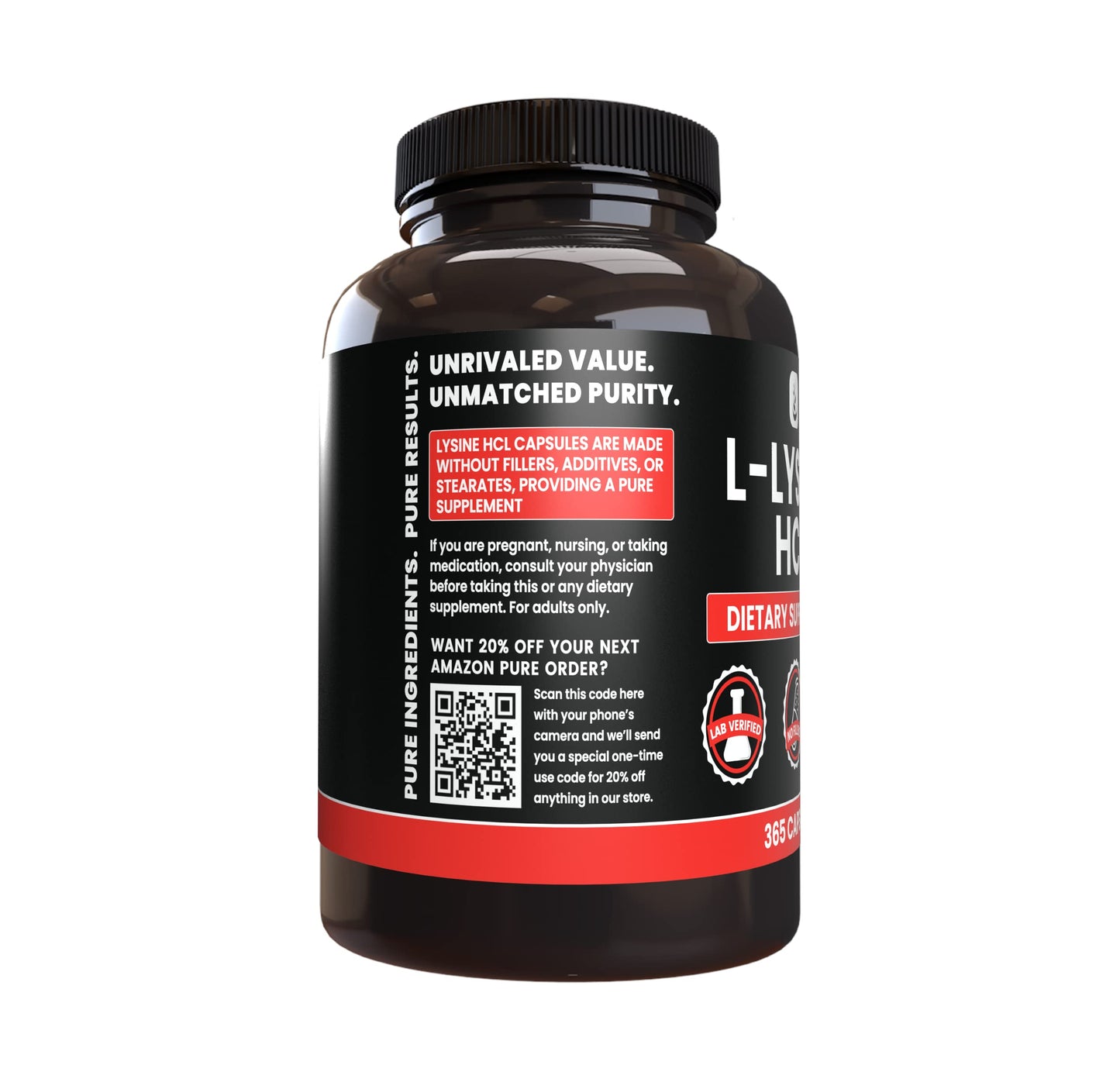 Pure Original Ingredients L-Lysine HCl Capsule 365