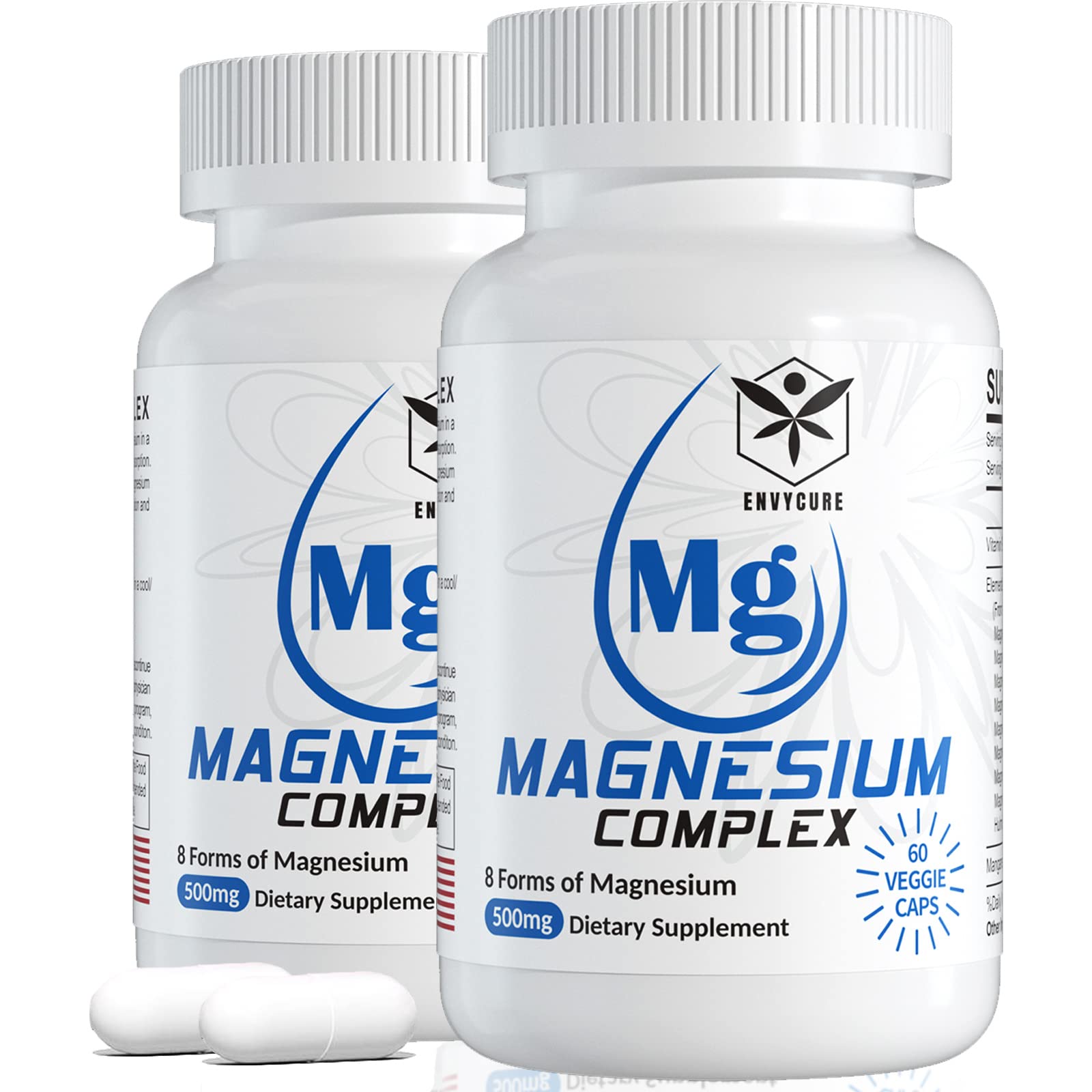 EnvyCure Magnesium Complex Capsule 8 Forms - 500mg for Adults, 120 Count