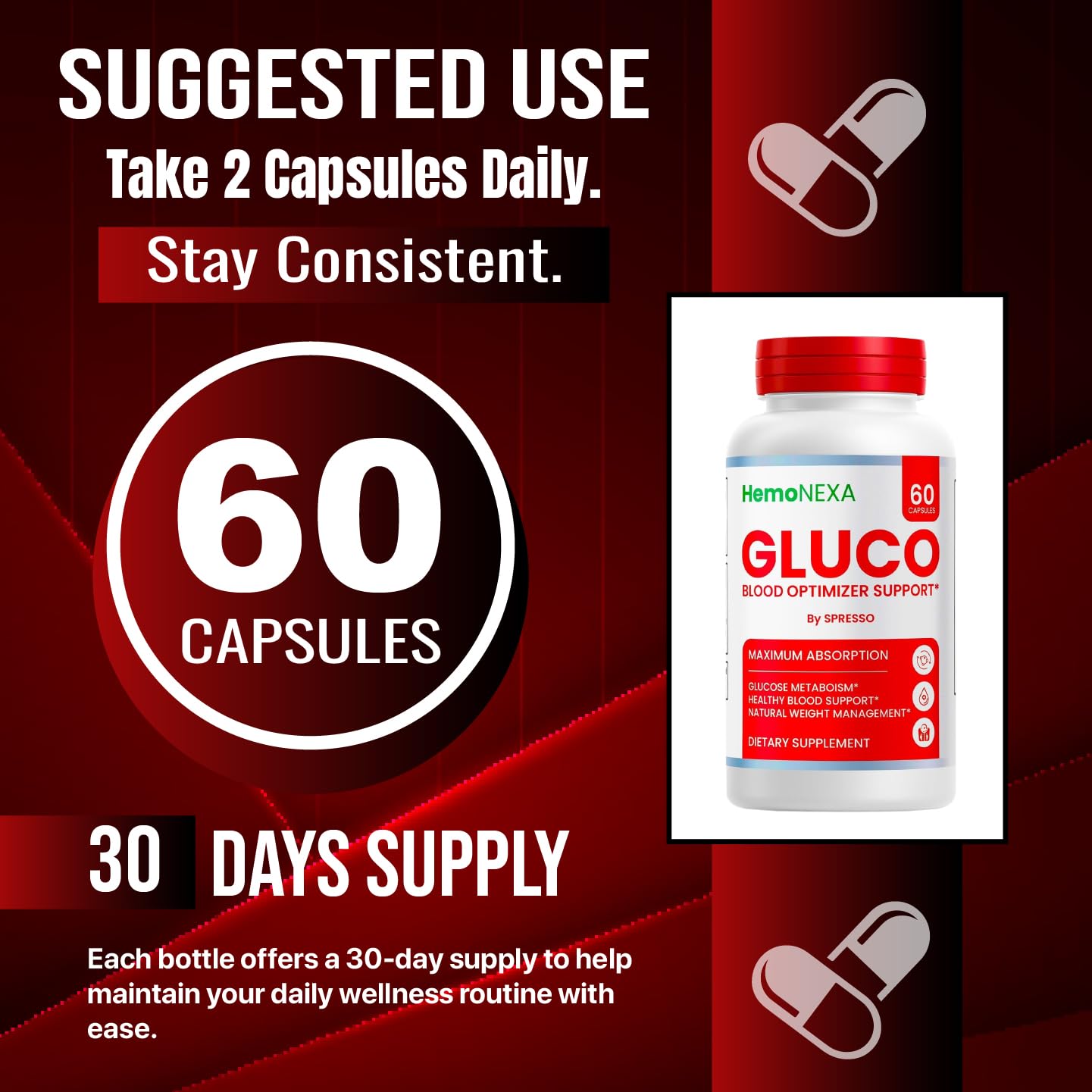 SPRESSO Gluco Blood Optimizer Capsules 180 Count