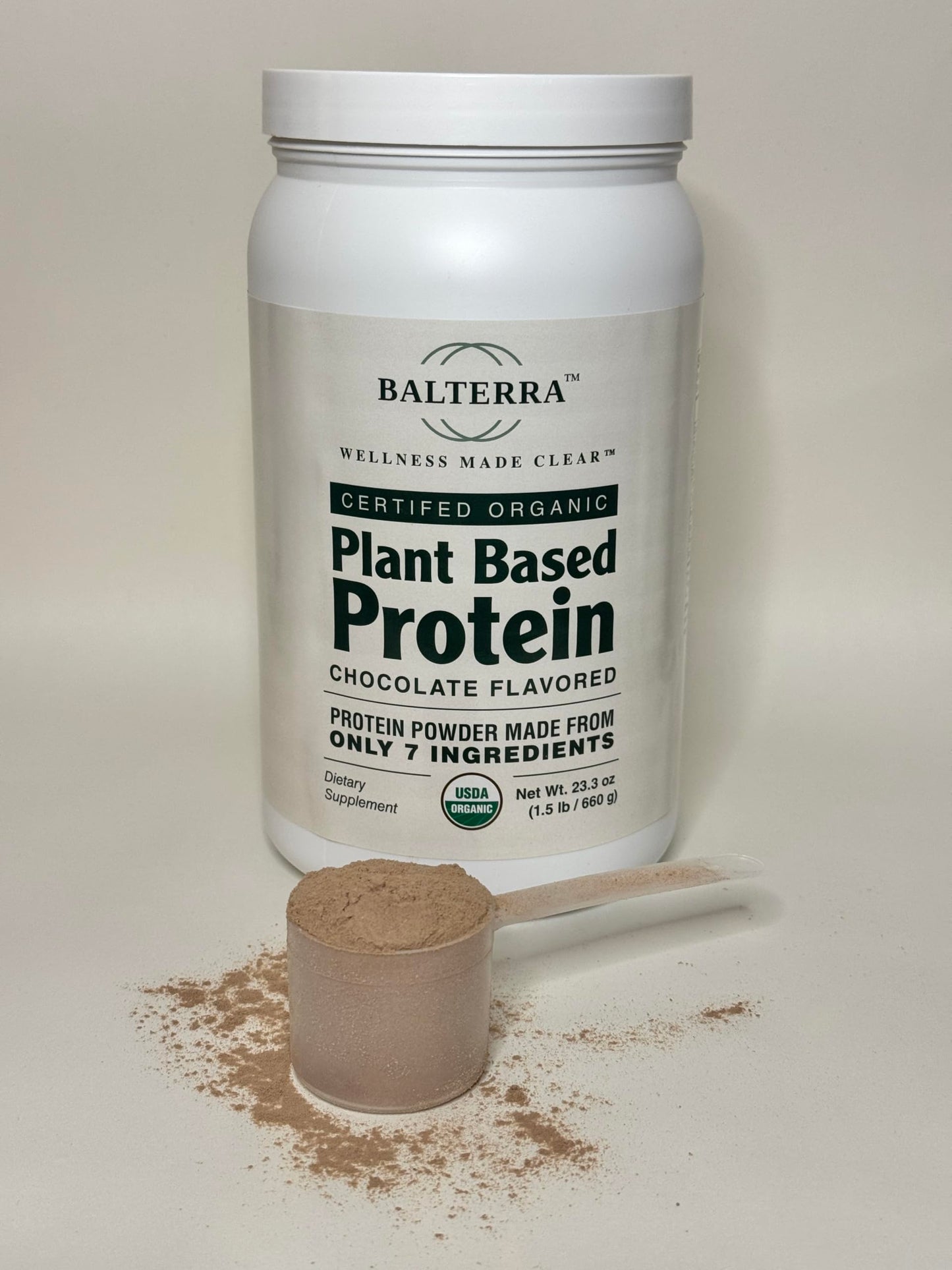 Wellness Made Clear Balterra Organic Plant Based Protein – Physical Performance Protein Supplement Powder, Chocolate, 1.46 lb