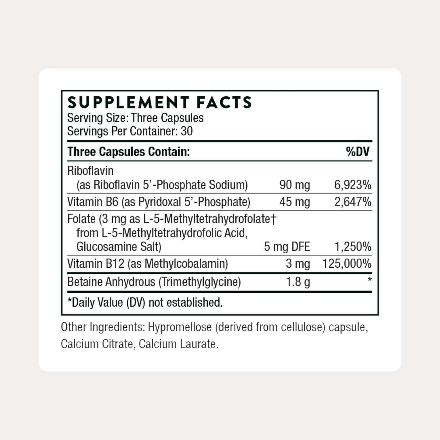THORNE Methyl-Guard Plus, Active Folate, Vitamins B2, B6 & B12 Capsules 90 Count