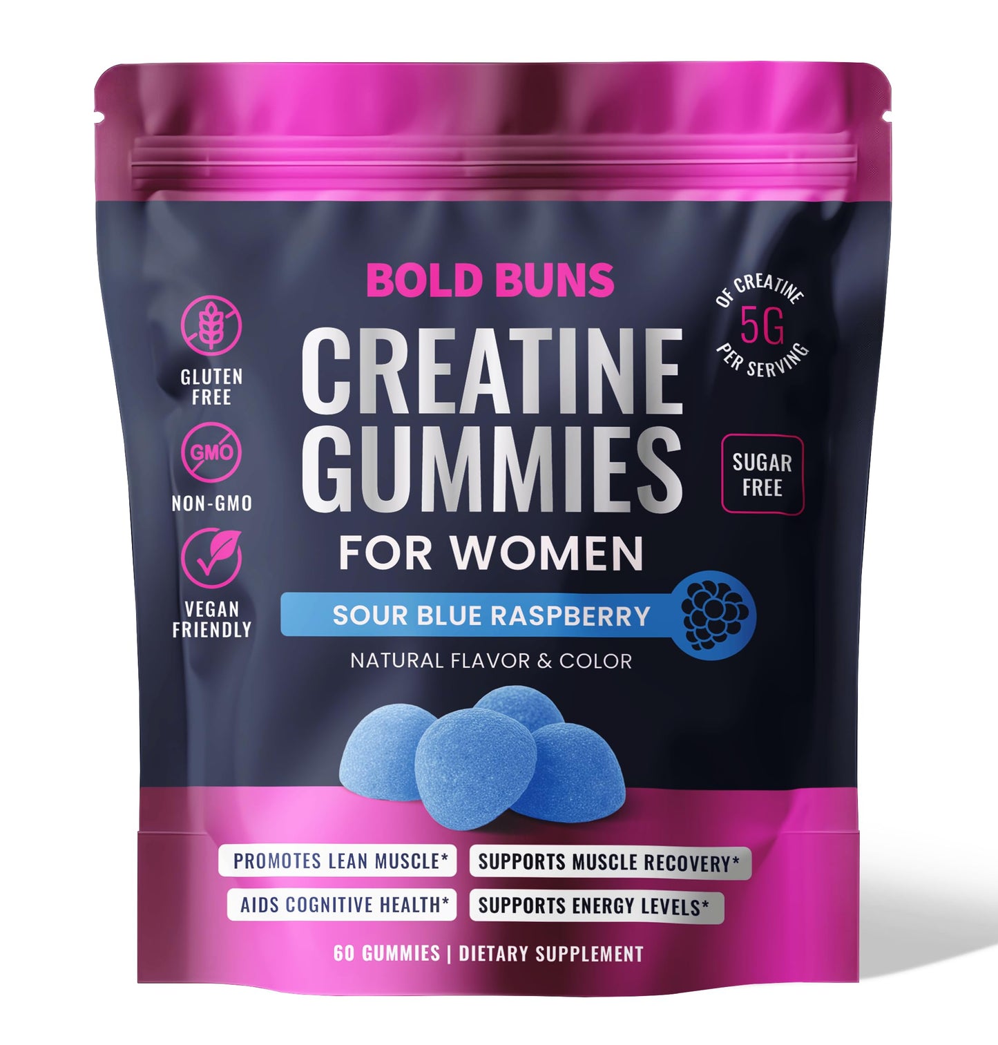 Bold Buns Creatine Monohydrate Gummies 60 Count
