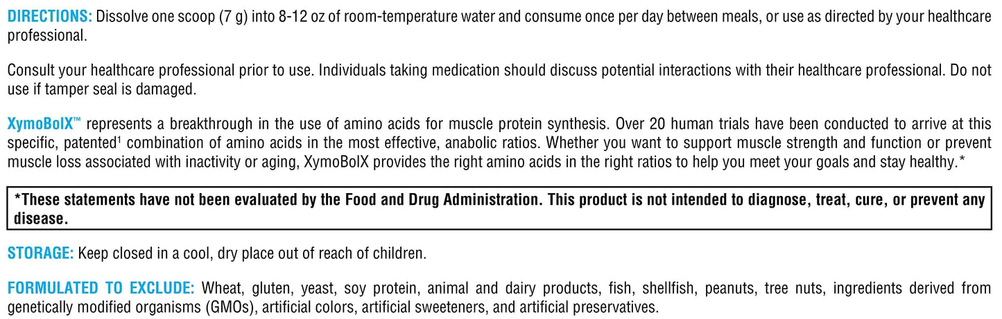 XYMOGEN XymoBolX Amino Acids BCAA Powder with L-Arginine, L-Leucine, L-Methionine & L-Tryptophan, Lemon Flavor, 7.2 oz