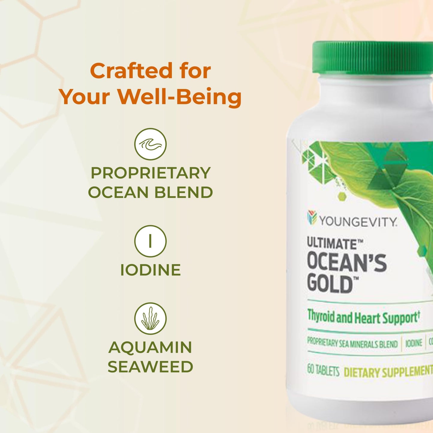 Youngevity Ultimate Ocean's Gold Thyroid & Heart Support Capsules, 60 Capsules
