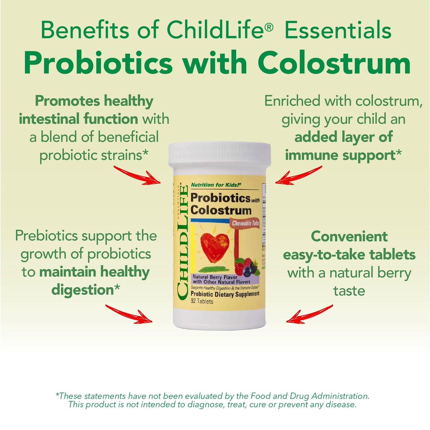 CHILDLIFE ESSENTIALS ChildBiotics with Colostrum Probiotic for Kids, 90 Tablets