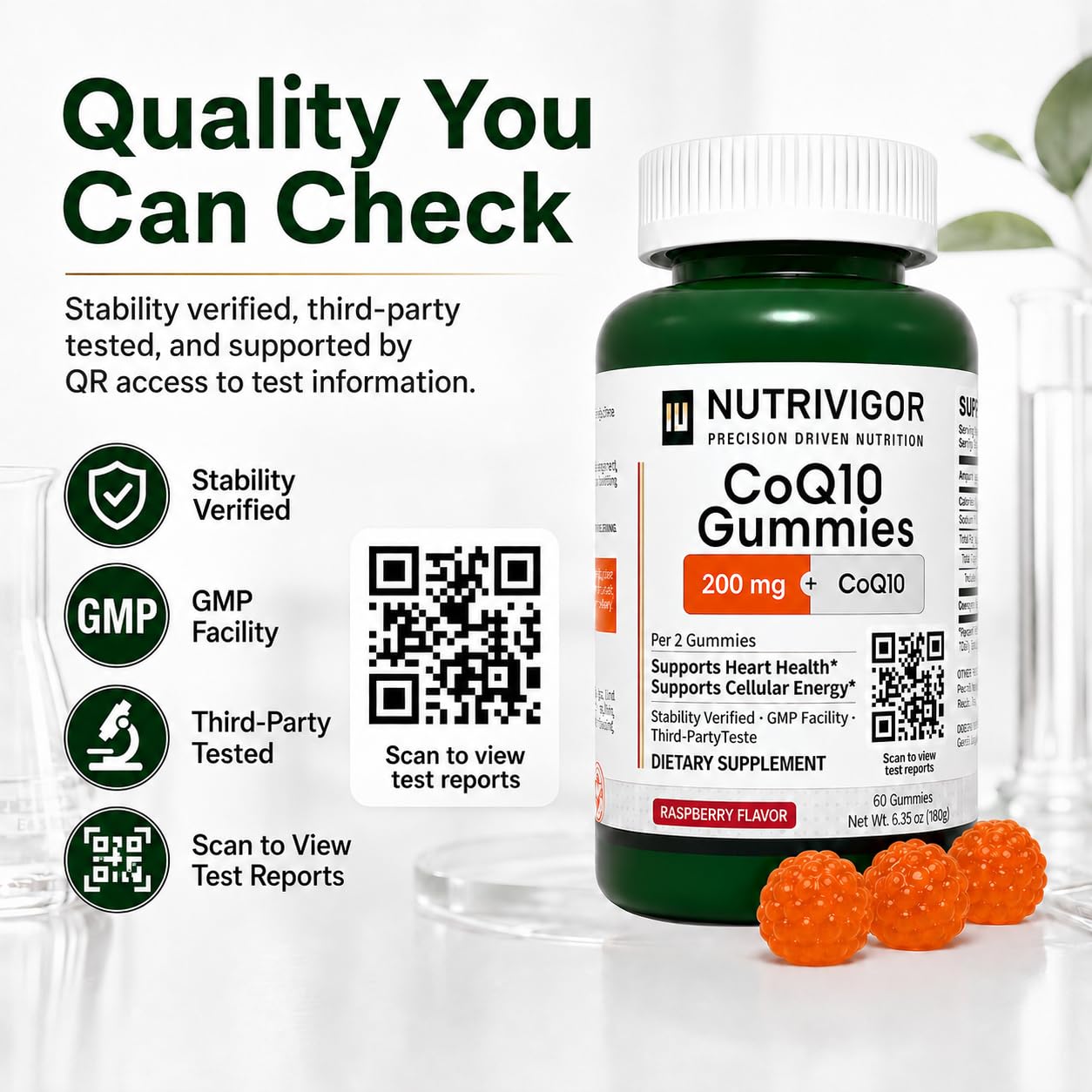 NutriVigor CoQ10 Gummies 200mg, 60 Count