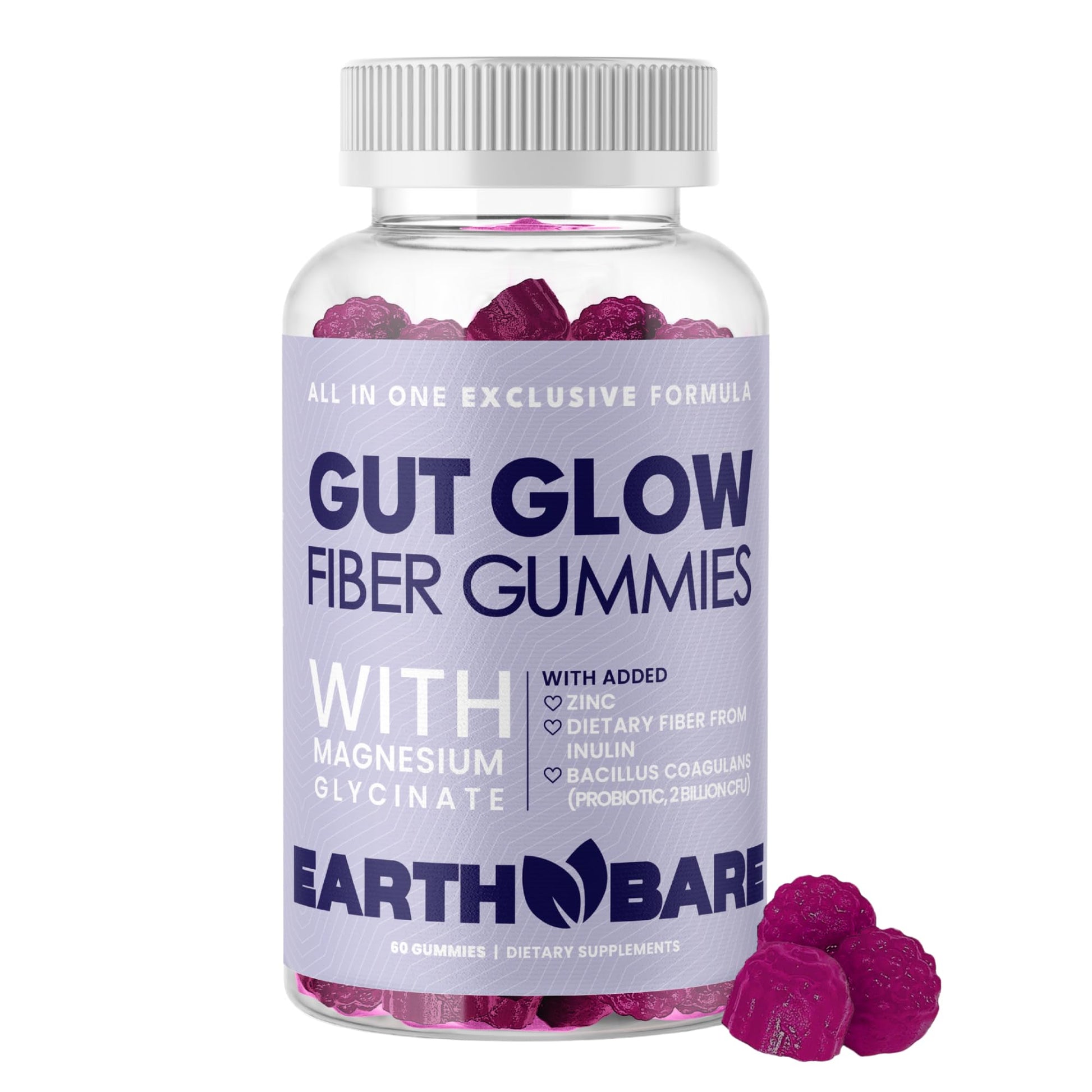Earth Bare Gut Glow Fiber Gummies 60 Gummies