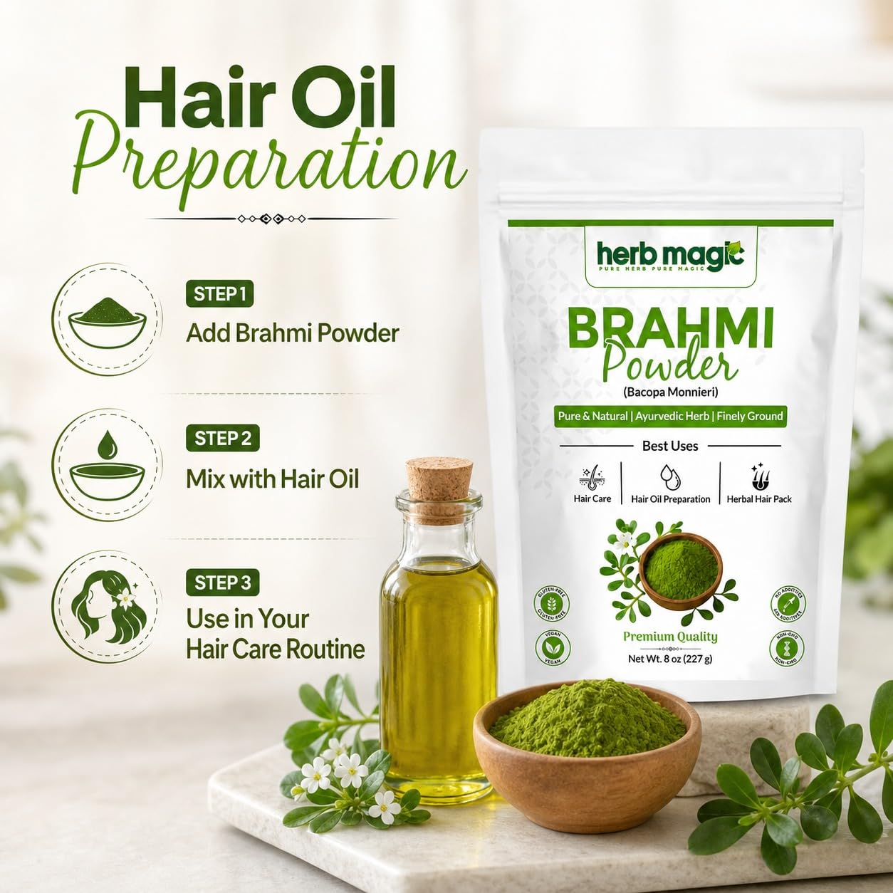 Herb Magic Brahmi Powder 8 oz (227 g)