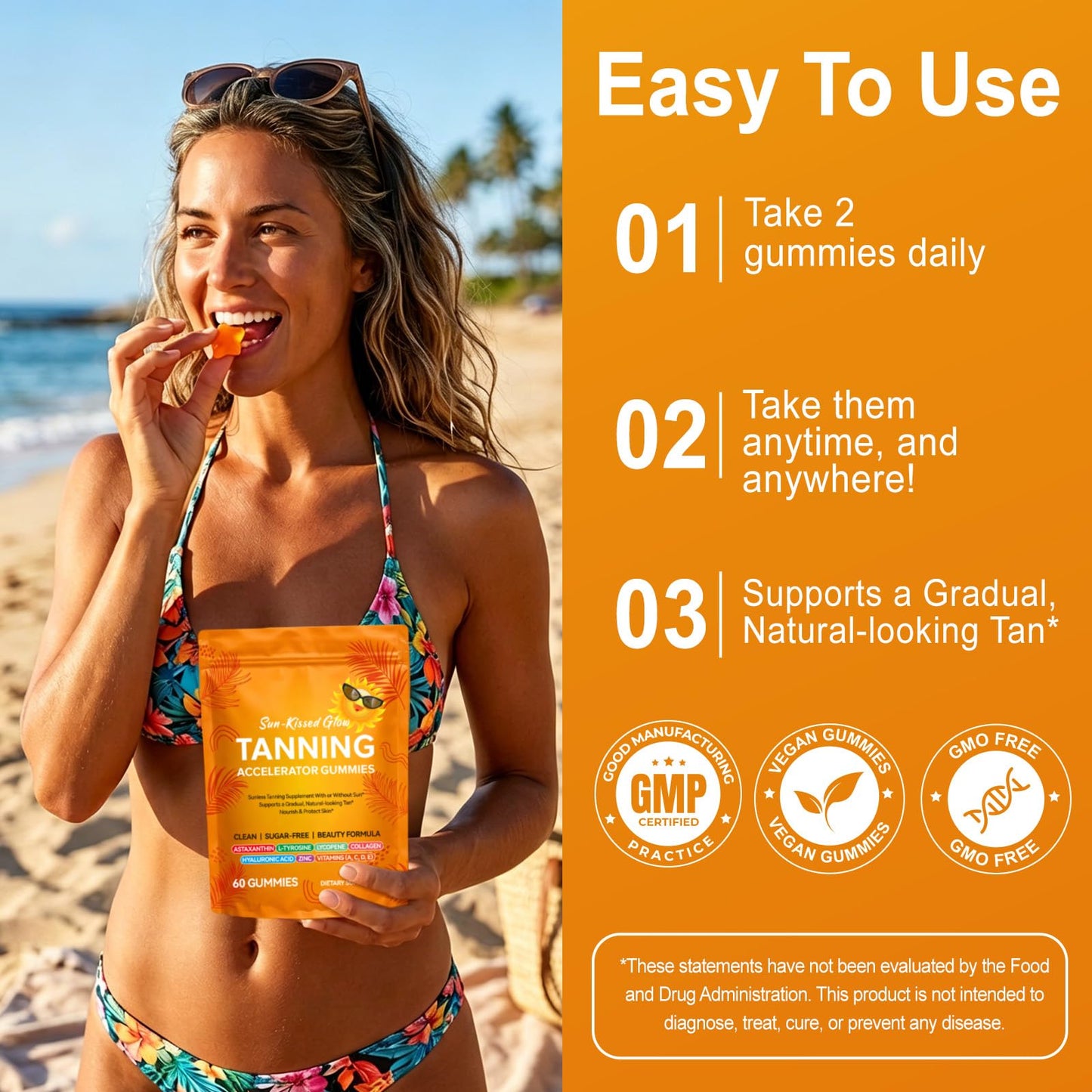 ZUZOKKAHA Tanning Gummies Accelerator 60 Capsules
