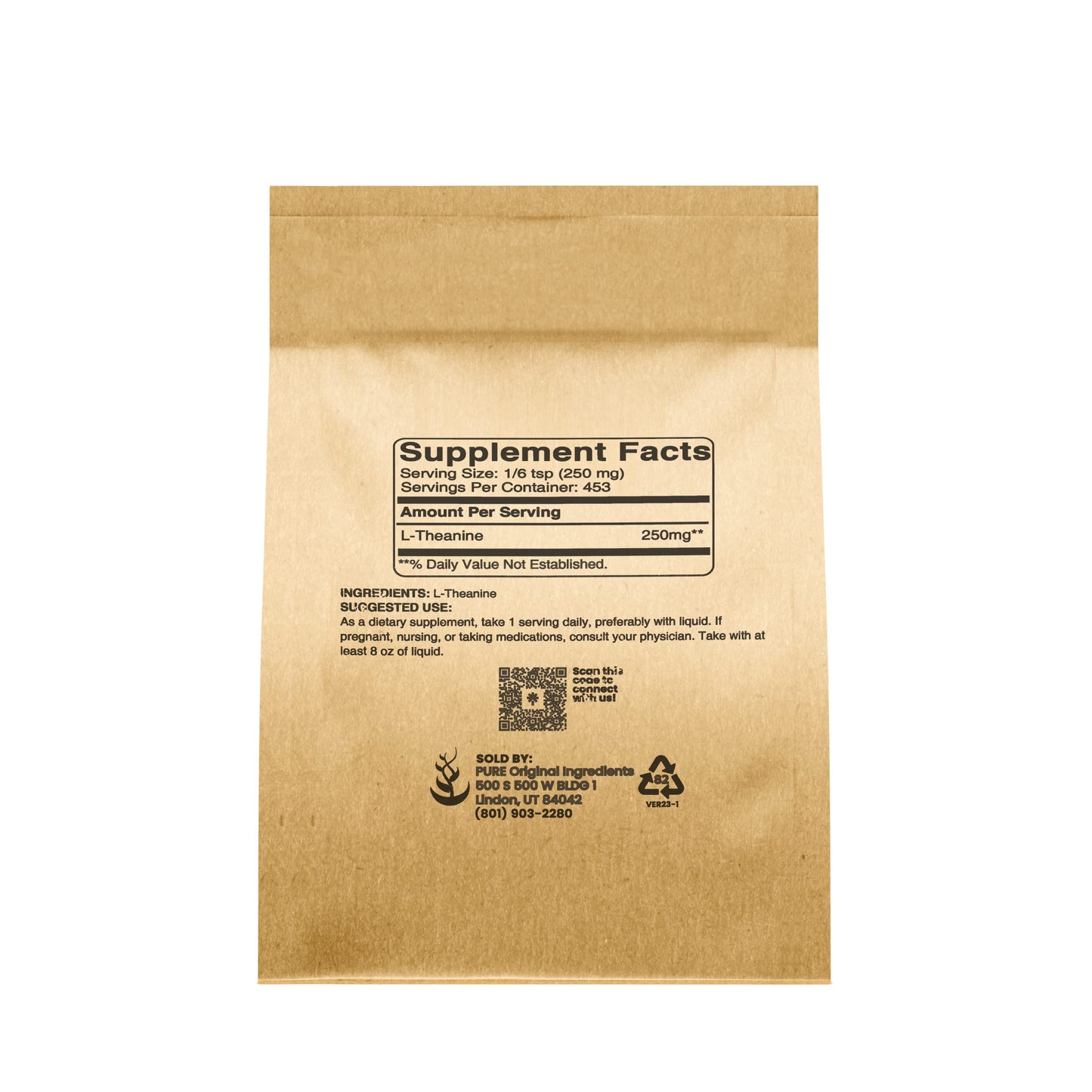 PURE ORIGINAL INGREDIENTS L-Theanine Amino Acid Supplement Powder 4 oz