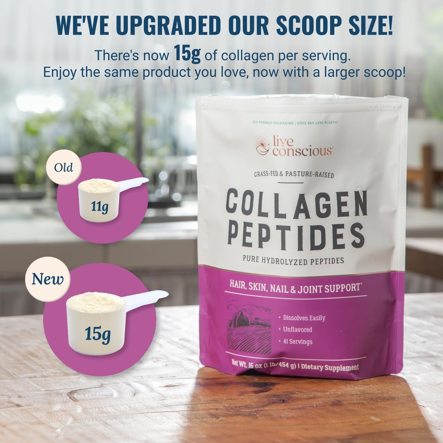 Live Conscious Collagen Peptides Powder, 32 Servings