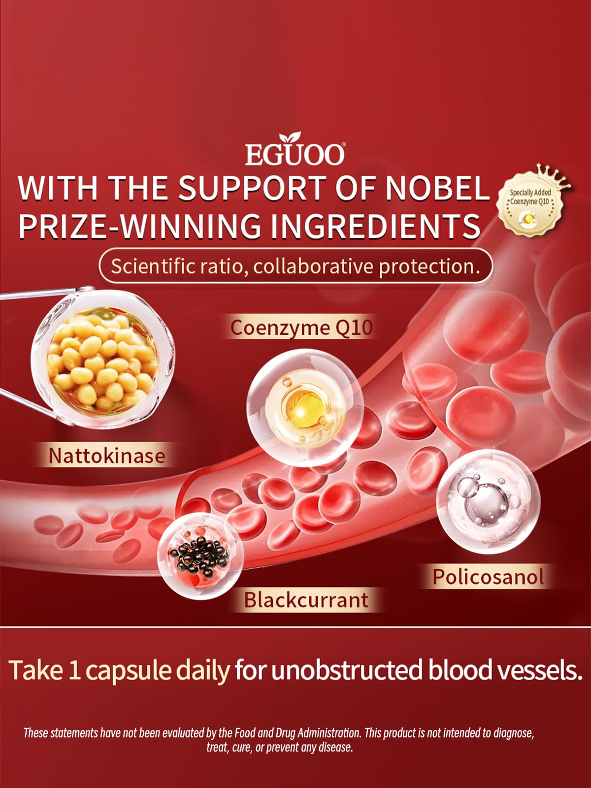 EGUOO Natokinase Plus Supplement 8000 FU Capsules 30
