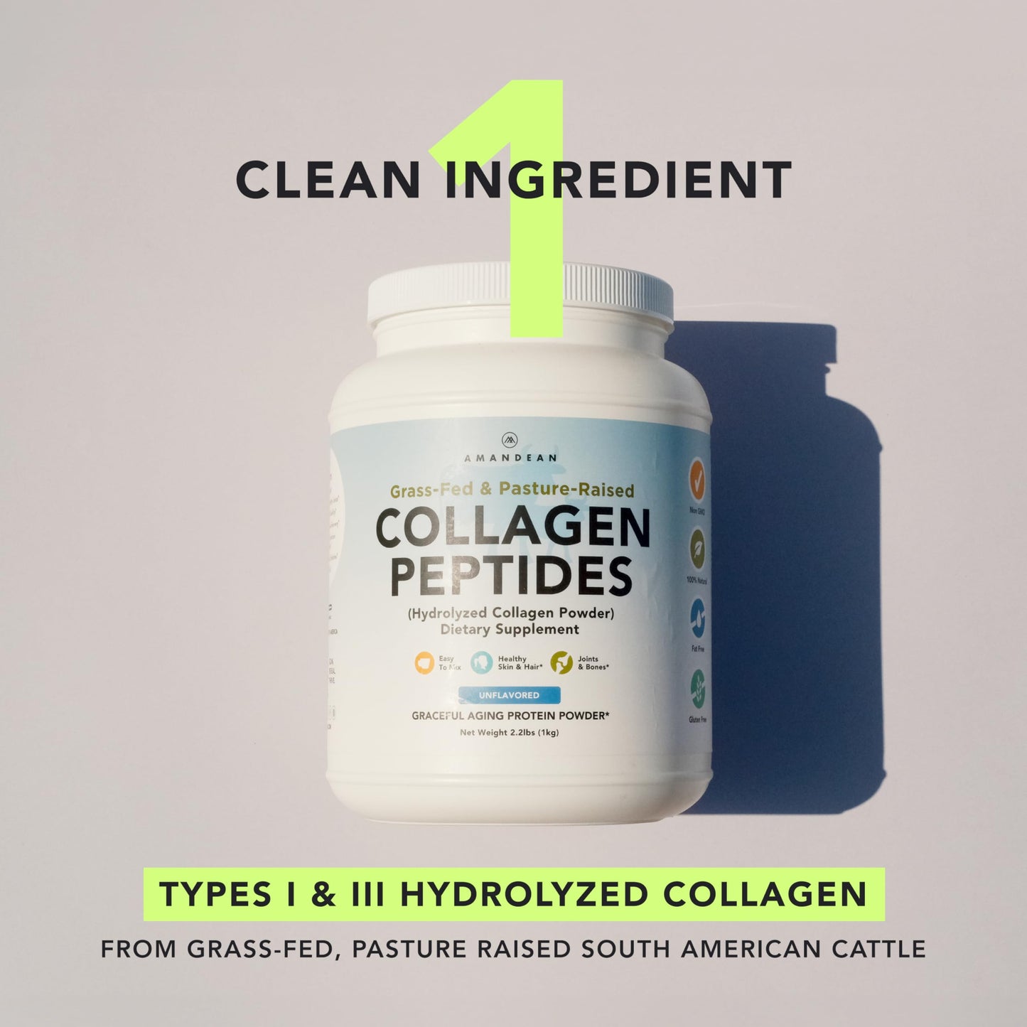 AMANDEAN Collagen Peptides Powder 2.2 Pound