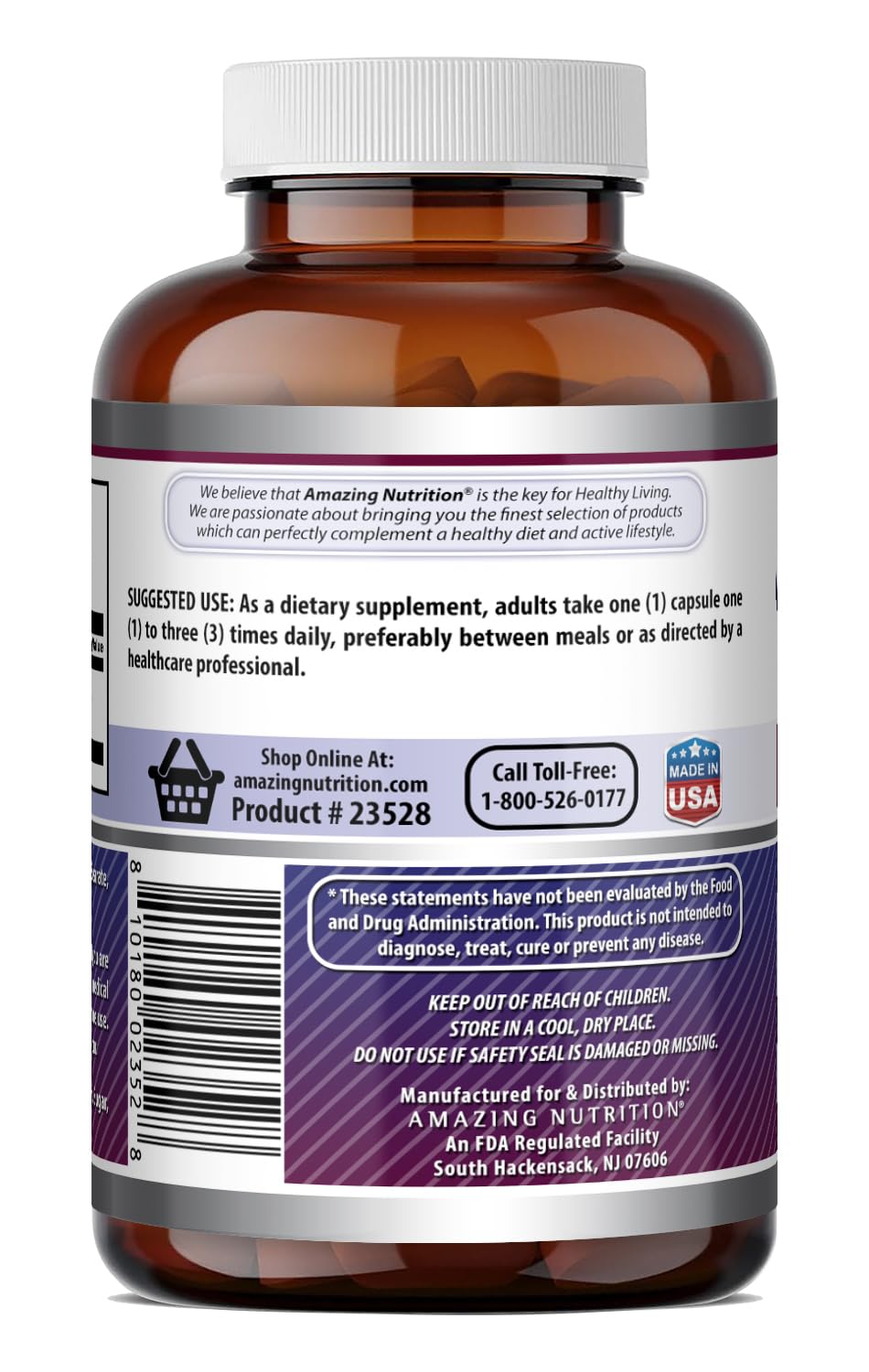 Amazing Nutrition L-Tyrosine Amino Acid Supplement Capsule 180 Count