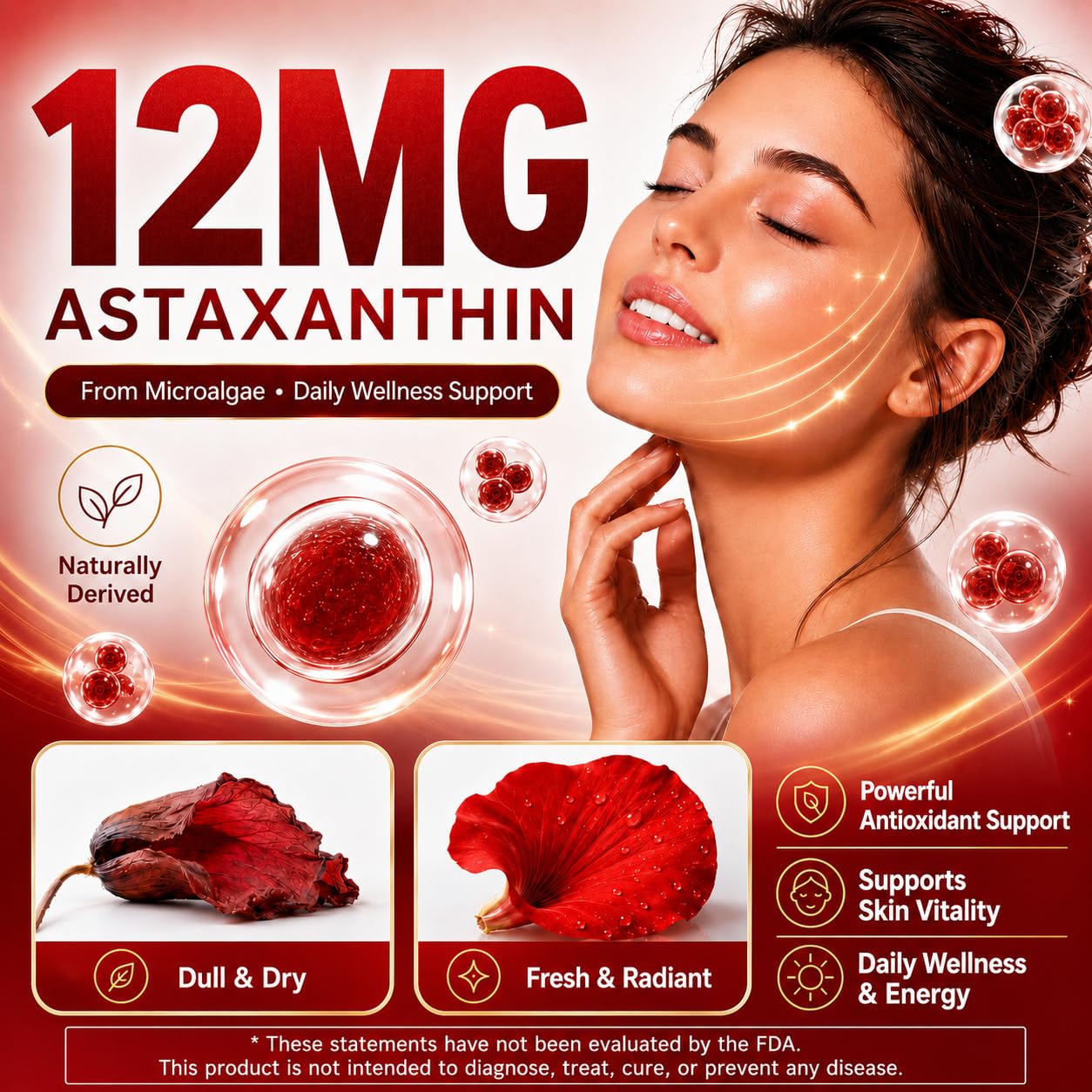 NOURIFLORIS Astaxanthin 12mg Softgels, 120 Count