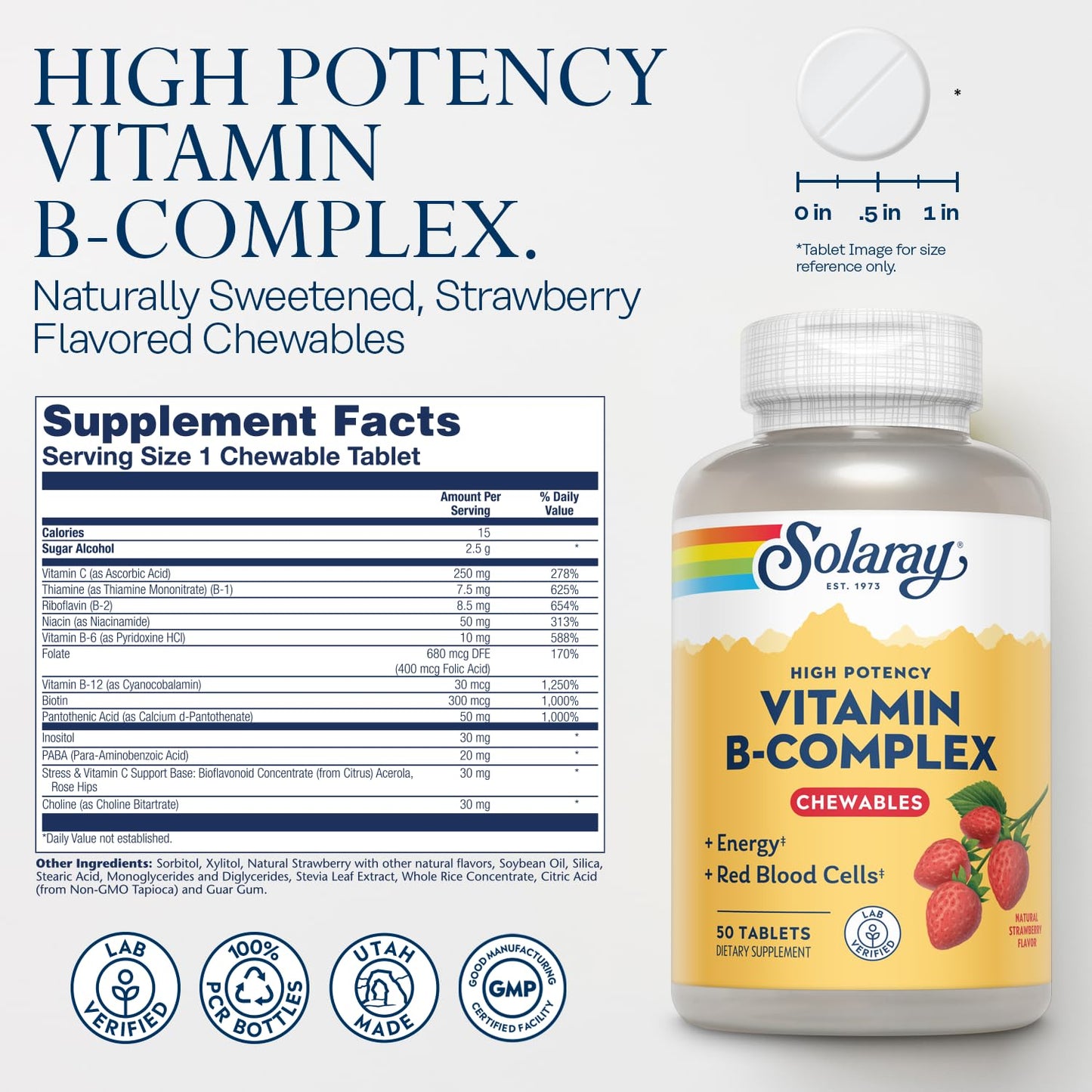Solaray Vitamin B-Complex Tablet, 50 Tablets