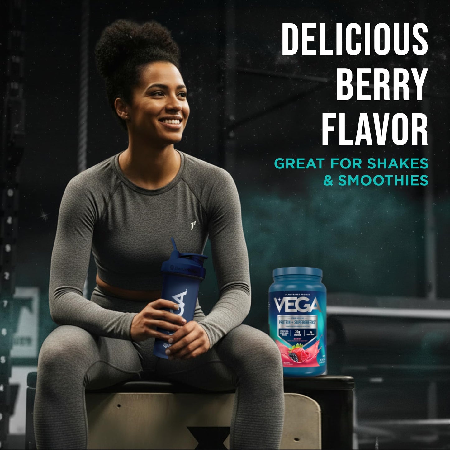 Vega Premium Protein + Supergreens Berry Powder, 26.6 oz