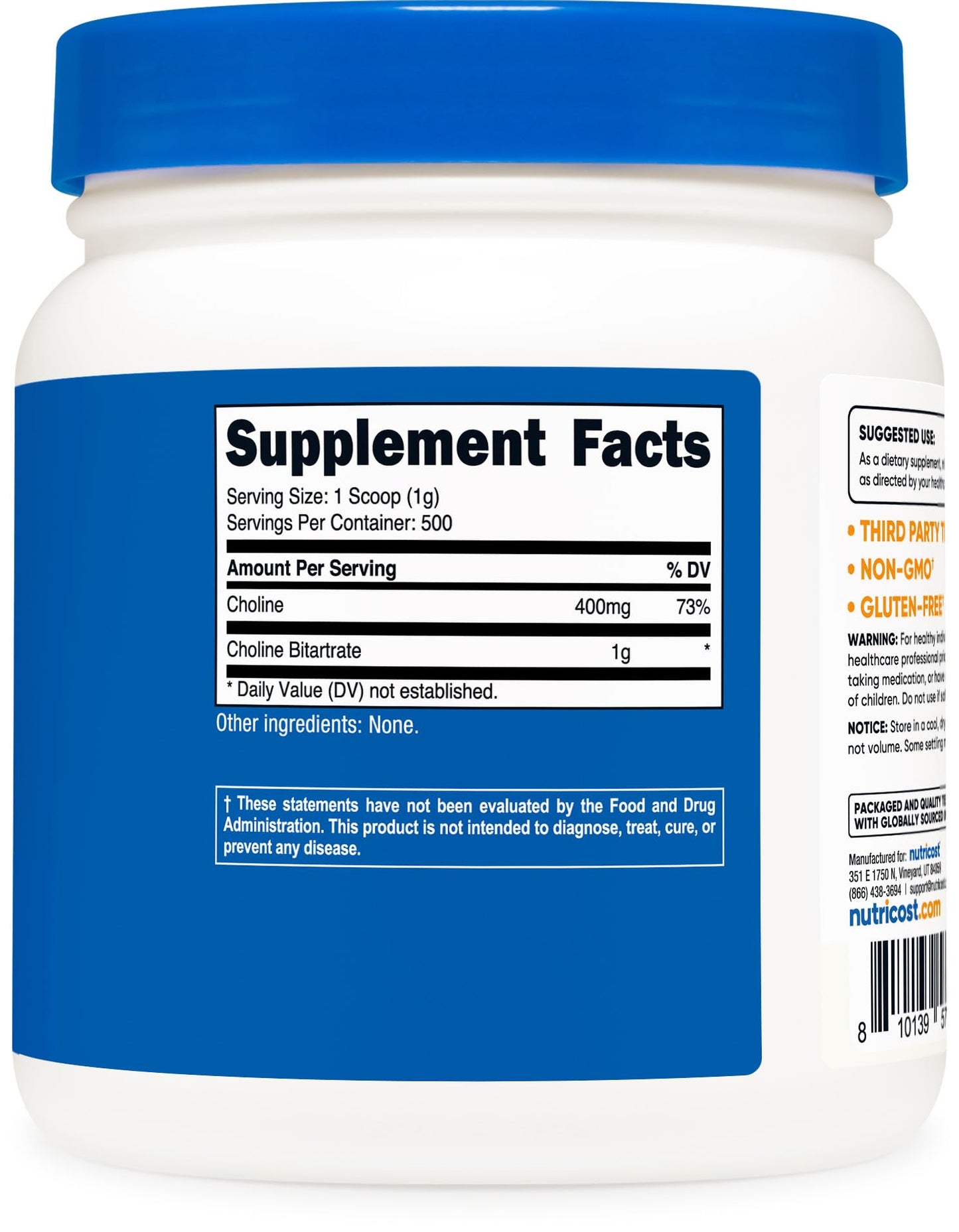 Nutricost Choline Bitartrate Powder 17.9 Ounce
