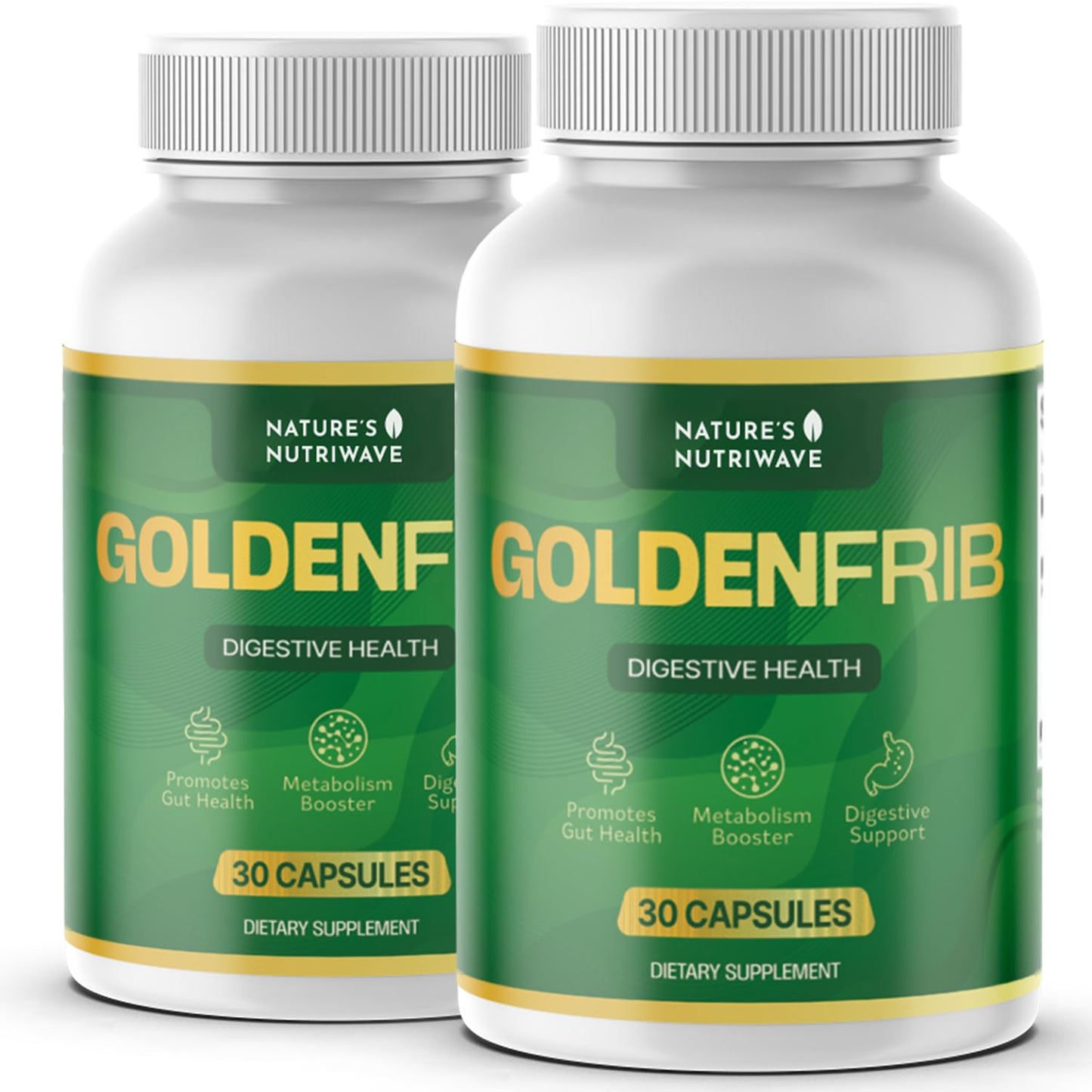 Nature’s NutriWave GoldenFrib Daily Fiber & Botanical Supplement with Psyllium Husk, Flaxseed, Aloe Vera, Apple Pectin & Probiotic Blend – 60 Capsules