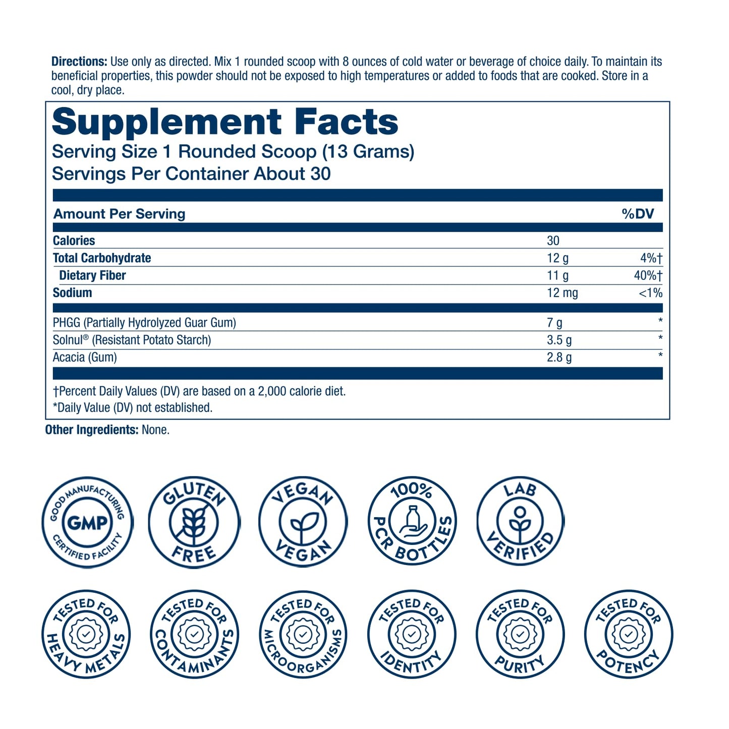Solaray Triple Fiber Powder Daily Fiber Supplement with Prebiotics - Unflavored, Vegan, Gluten Free, 14 oz