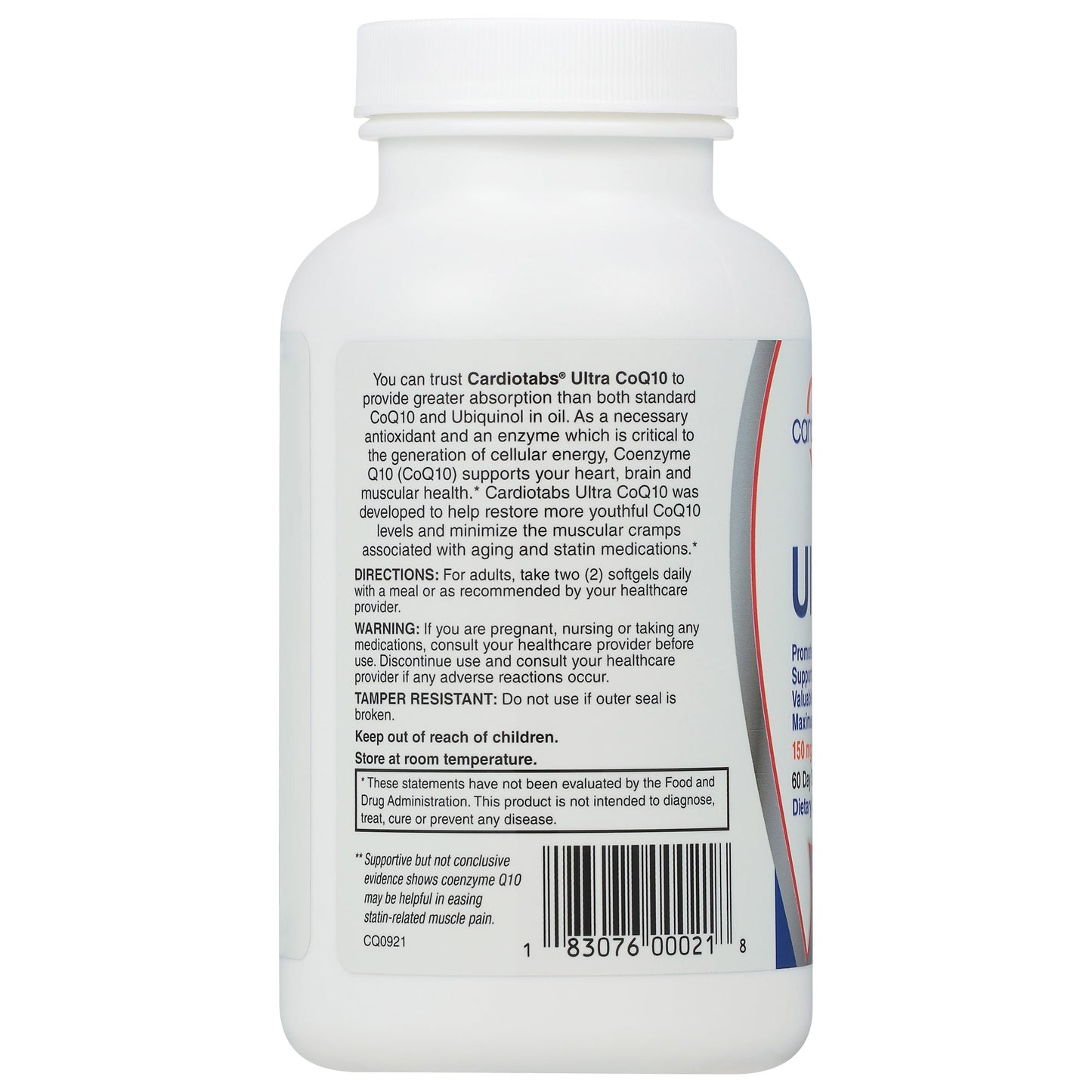 CardioTabs Ultra CoQ10 Coenzyme Supplement for Cardio Health Capsule 120 Count