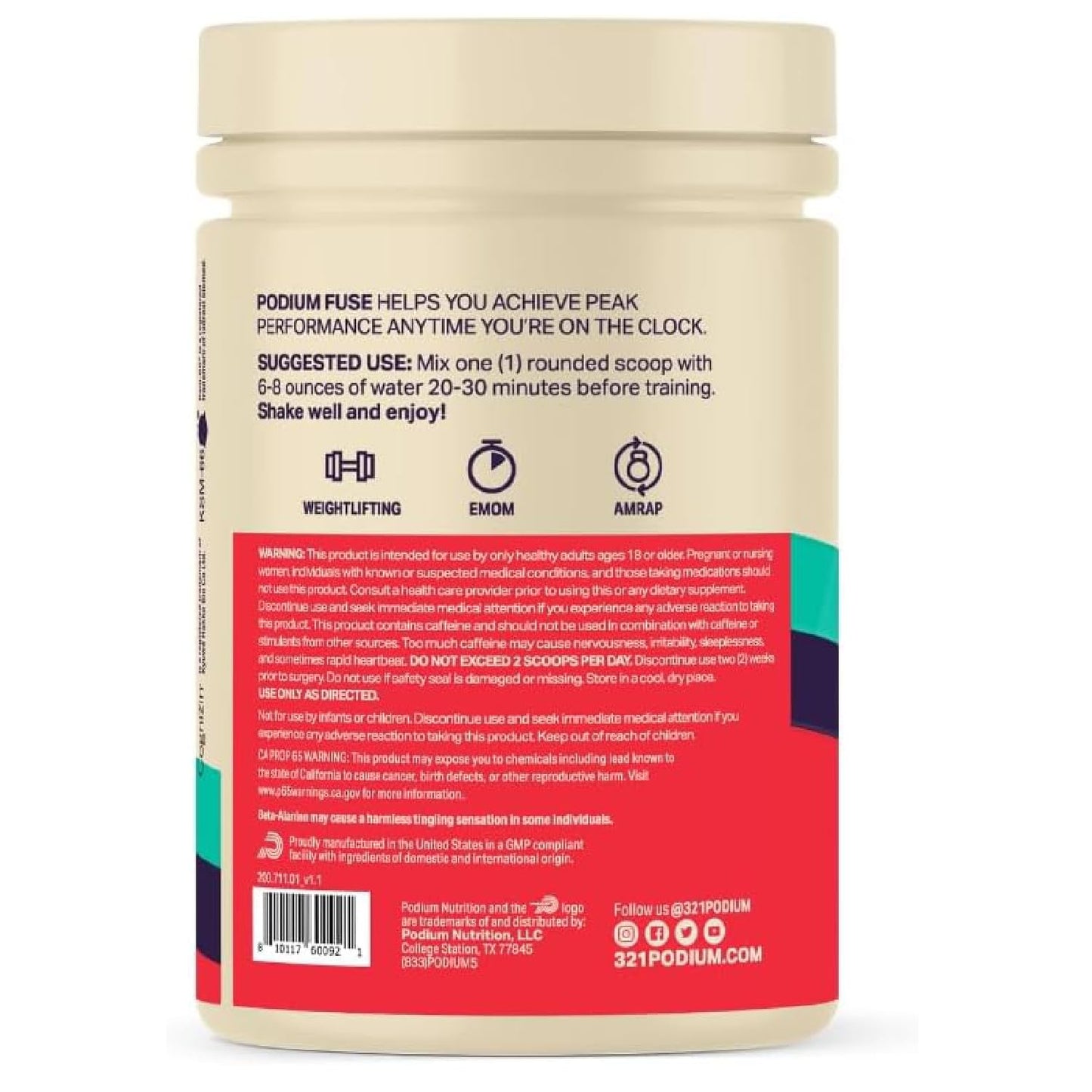 Podium Nutrition Fuse 2025 Pre Workout Powder Sour Watermelon 6 oz