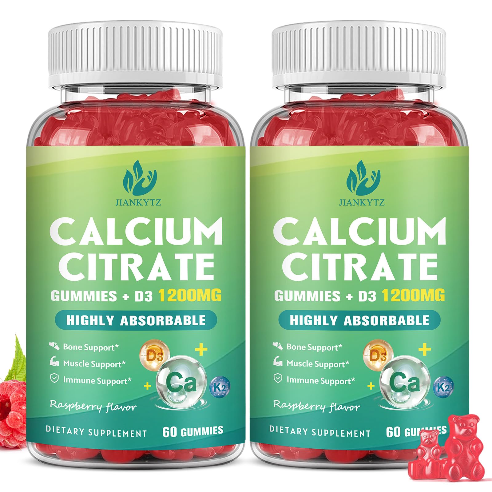 JIANKYTZ Calcium Citrate with Vitamin D3 Gummies 120 Gummies